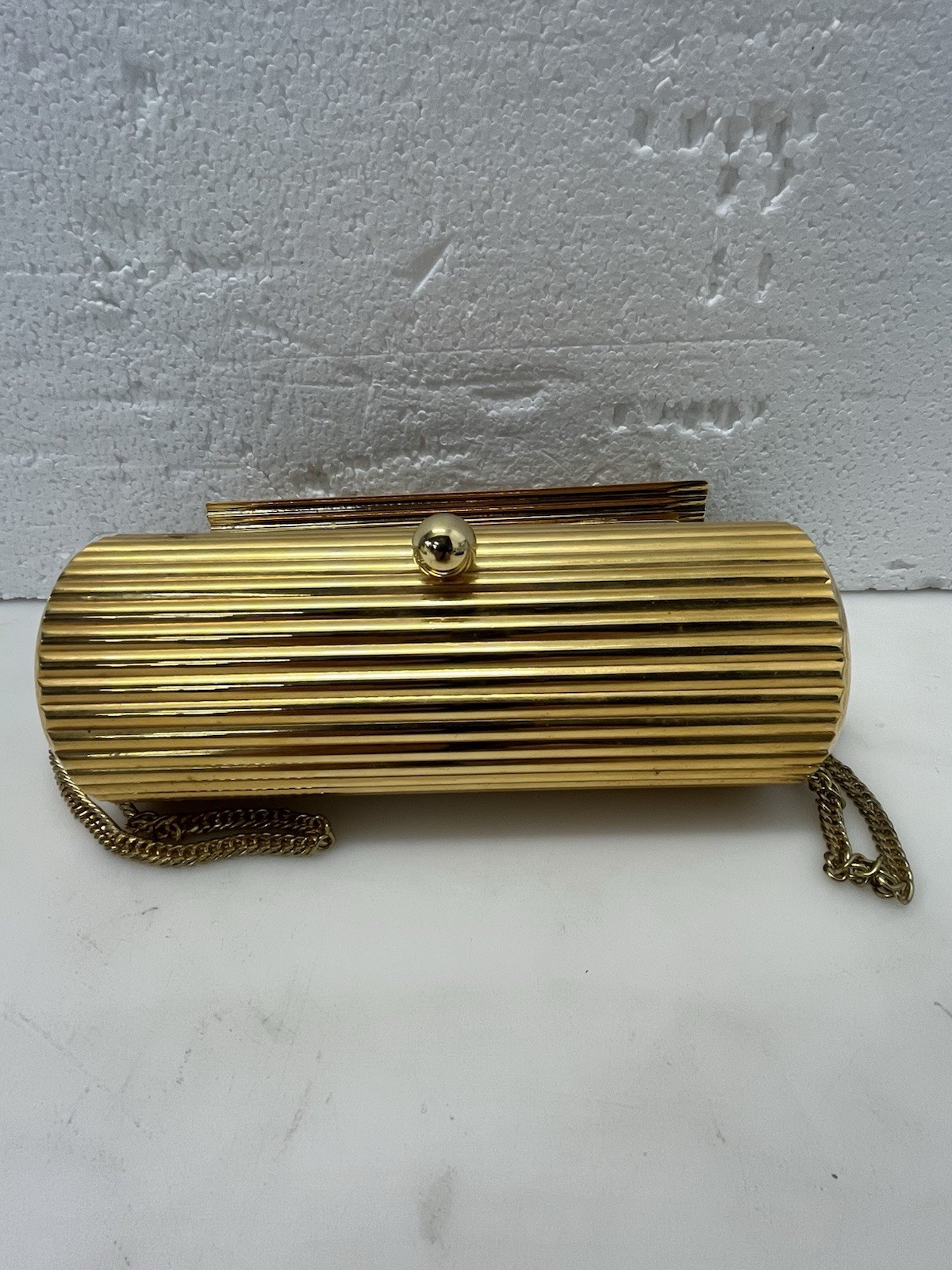 Vintage Made in Hong Kong Lancôme YEL Gold Tone Metal Style Evening Mini Purse
