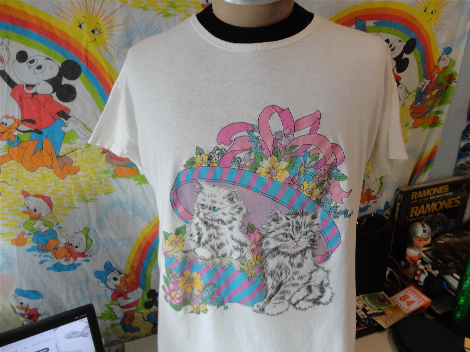 Vintage 90’s Cute Kitty Cats Night Star Sleep Nightgown T Shirt Size L
