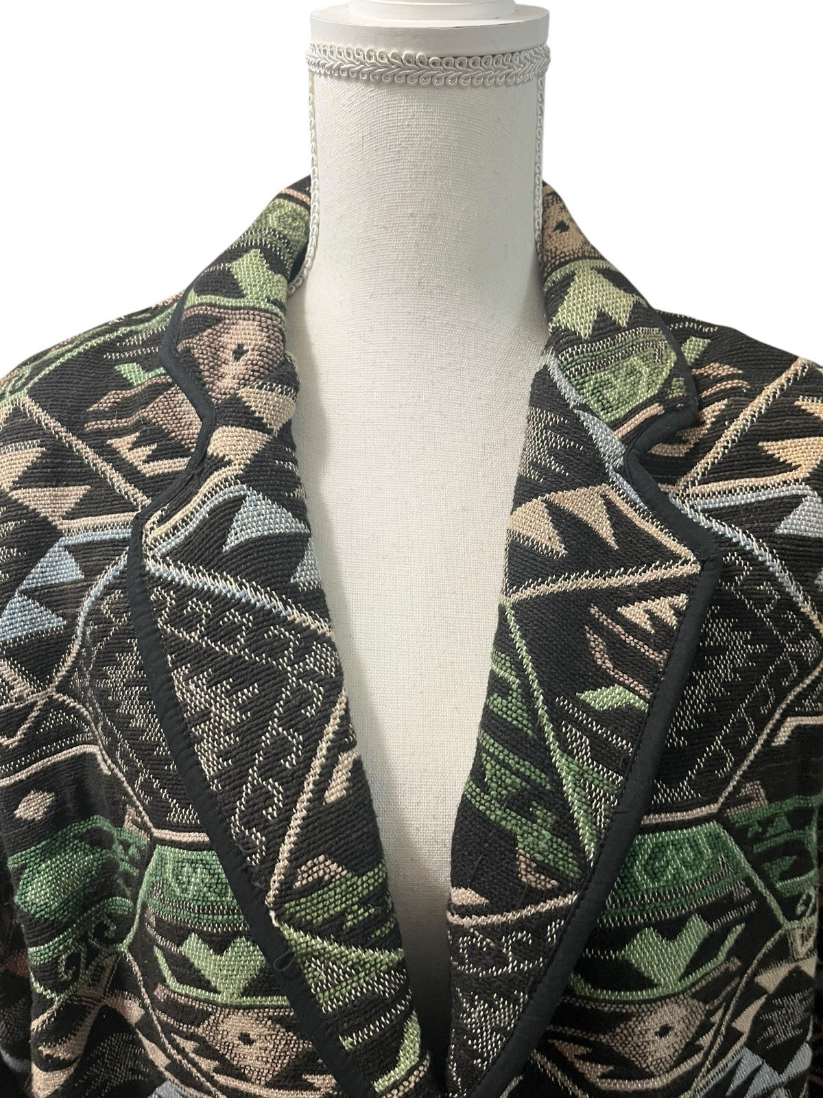 Vintage 90s New Identity Woven Tapestry Aztec Tribal Cowgirl Jacket Pockets M