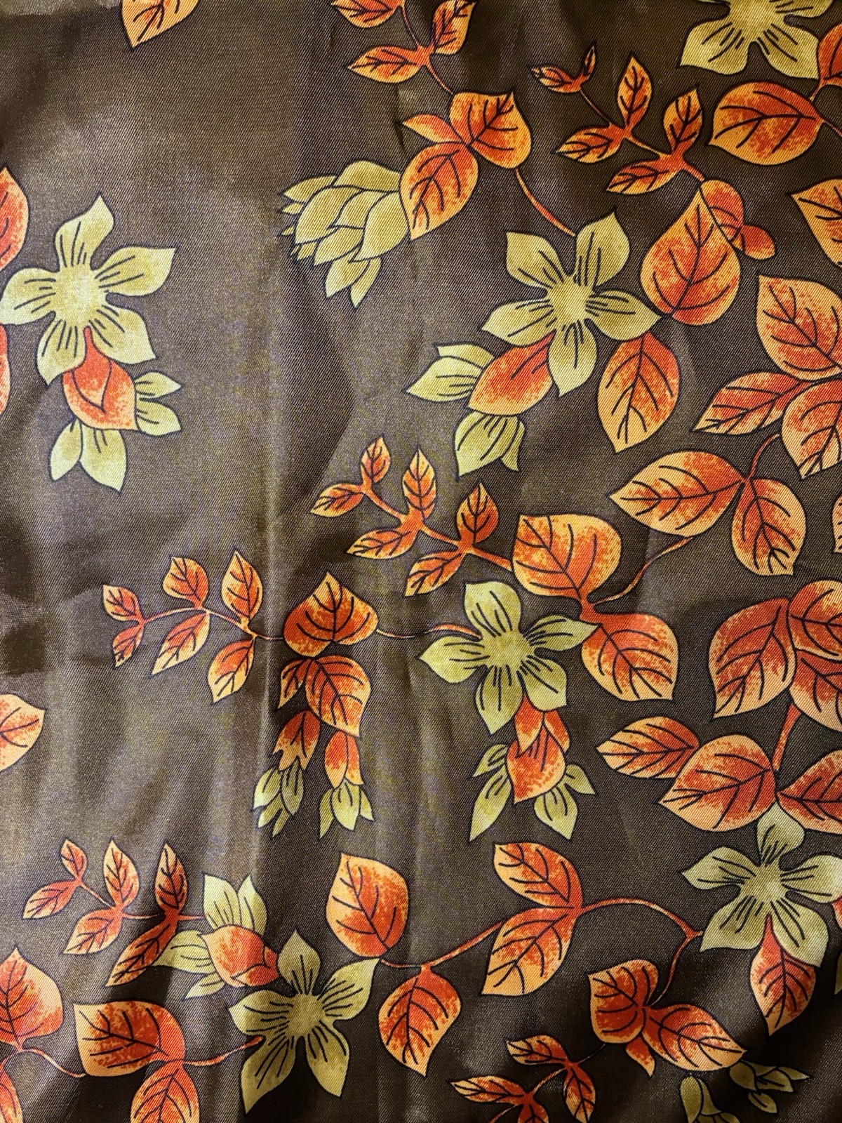 Vintage 26 “Square Vera Neumann Scarf Autumn Fall Leaves Brown And Orange -Japan