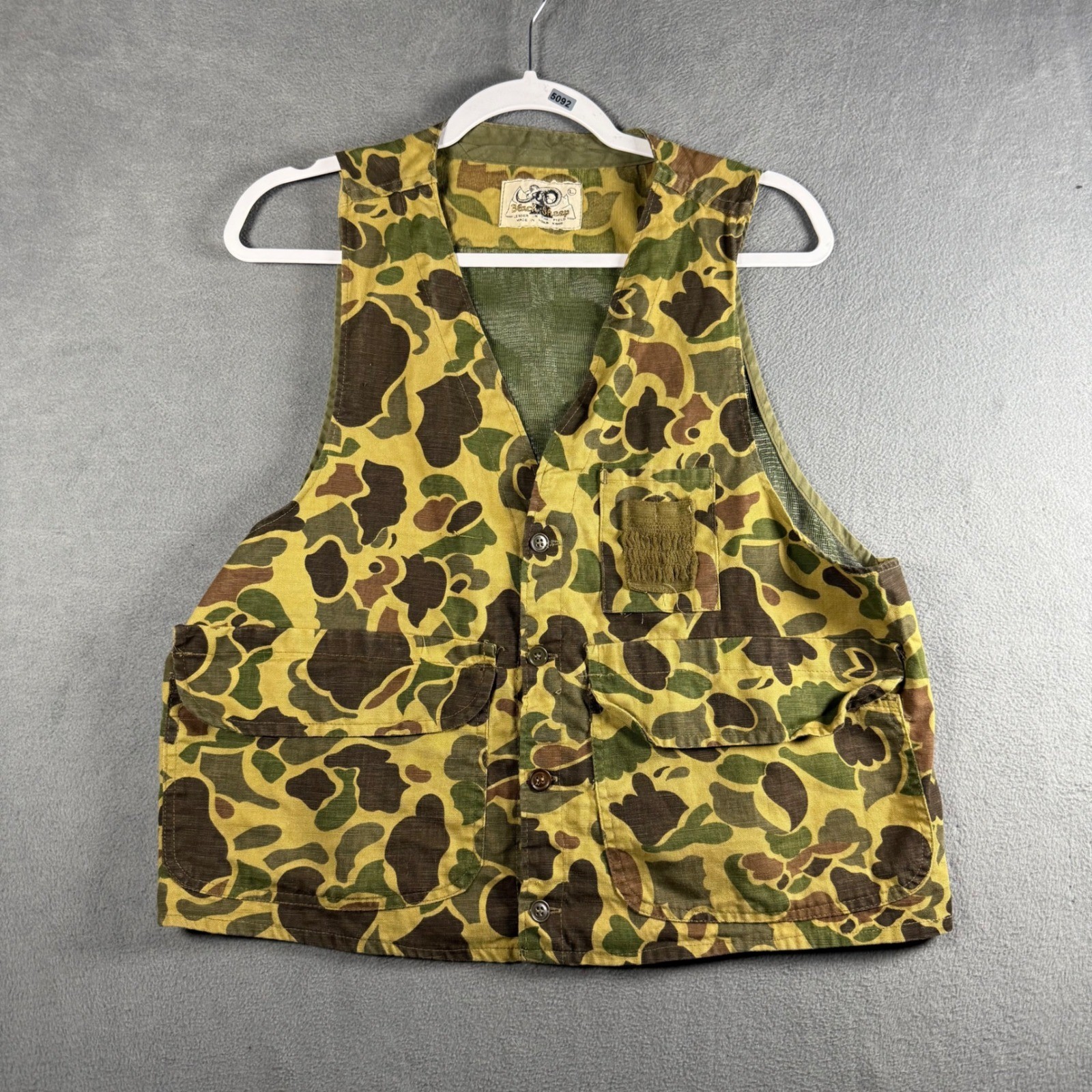 Vintage Black Sheep Frog Skin Duck Camo Hunting Vest Mesh Back Large Green