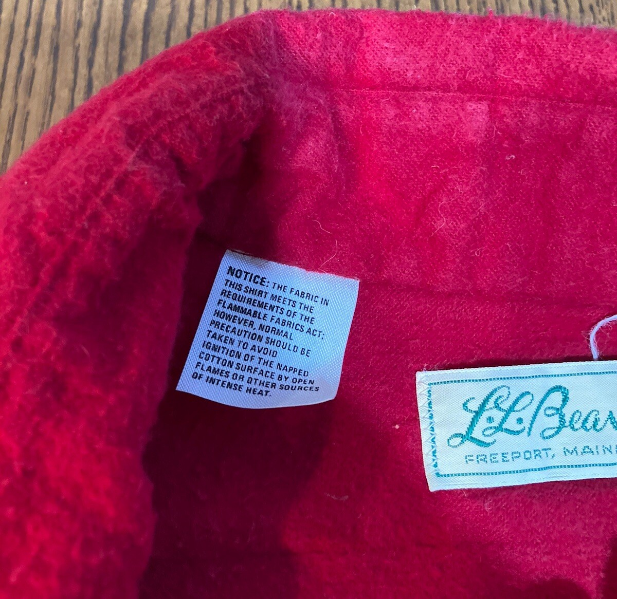 Vintage LL Bean Script Label Cotton Shirt Red Made In USA -15 1/2