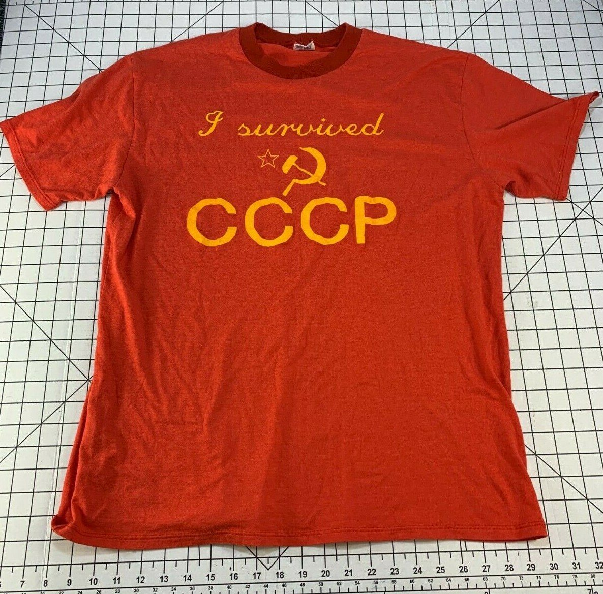 Vintage 80s CCCP Russia T Shirt I Survived Thin Distressed Travel Soviet Union