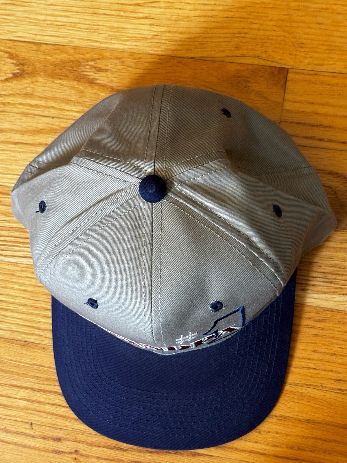 Vintage #1 Grandpa Snapback Hat Tan Blue Brim Cap 90s