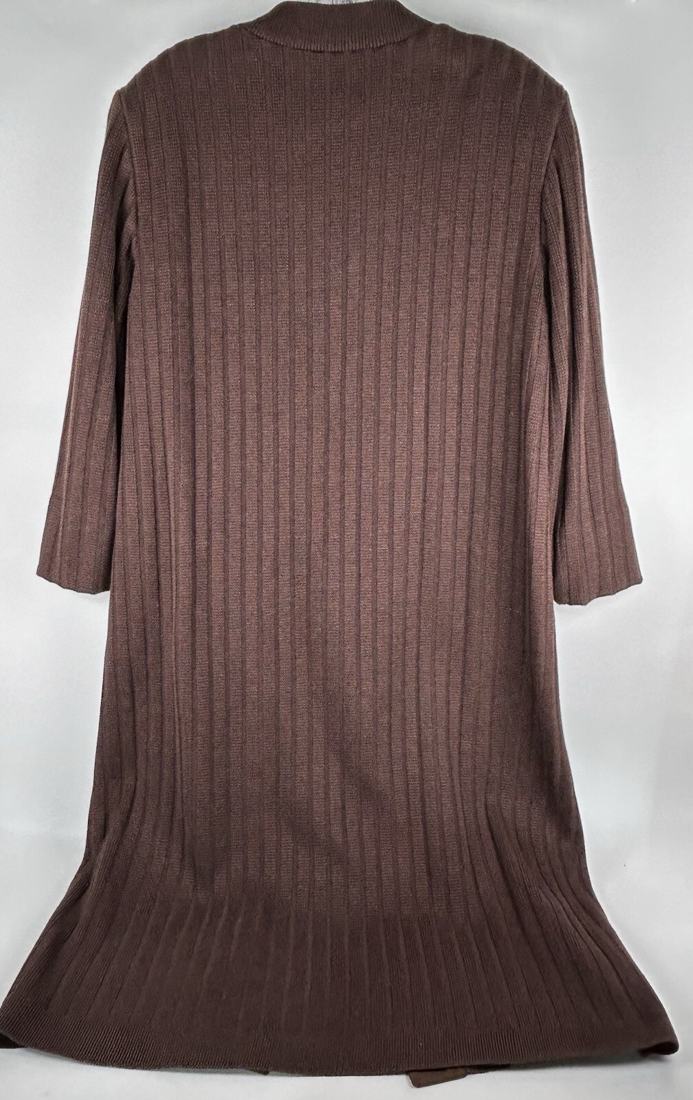Vintage Lilli Ann Brown Long Sweater Trench Coat Sz XL Wool Suede Union Made