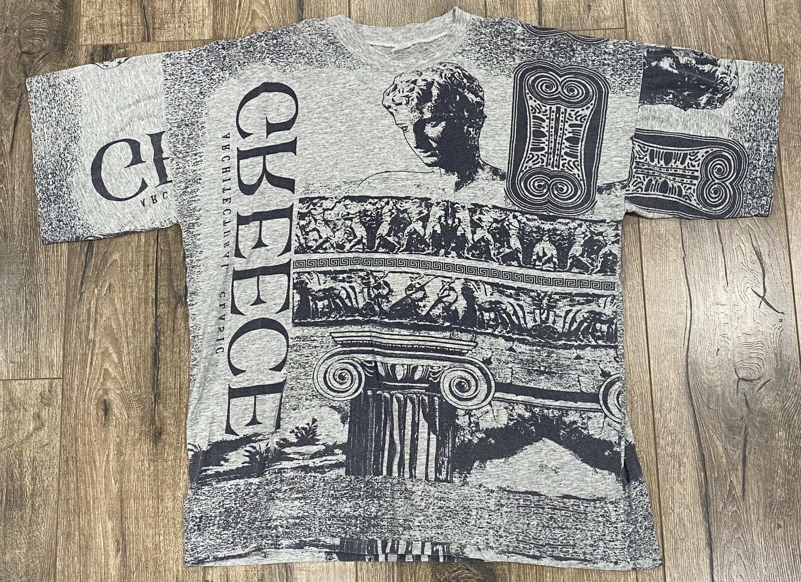 Vintage 90s Greece Architectural Classic Statues XXL AOP All Over Print Shirt