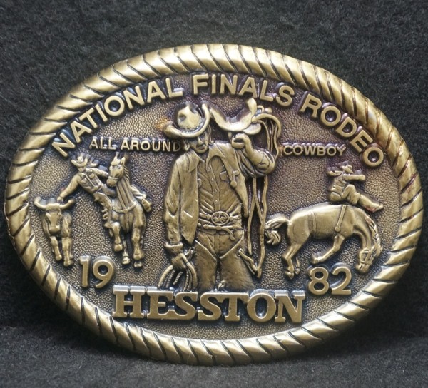 XD11150 *NOS* VINTAGE 1982 **HESSTON NATIONAL FINALS RODEO** WESTERN BELT BUCKLE
