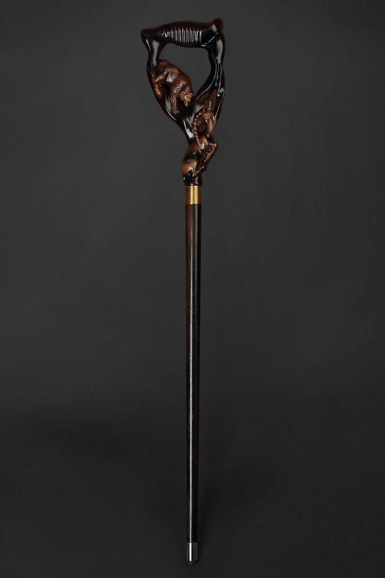BEST Walking Stick Stylish Designer Wood Cane Hand Carved Hiking Stick Wooden