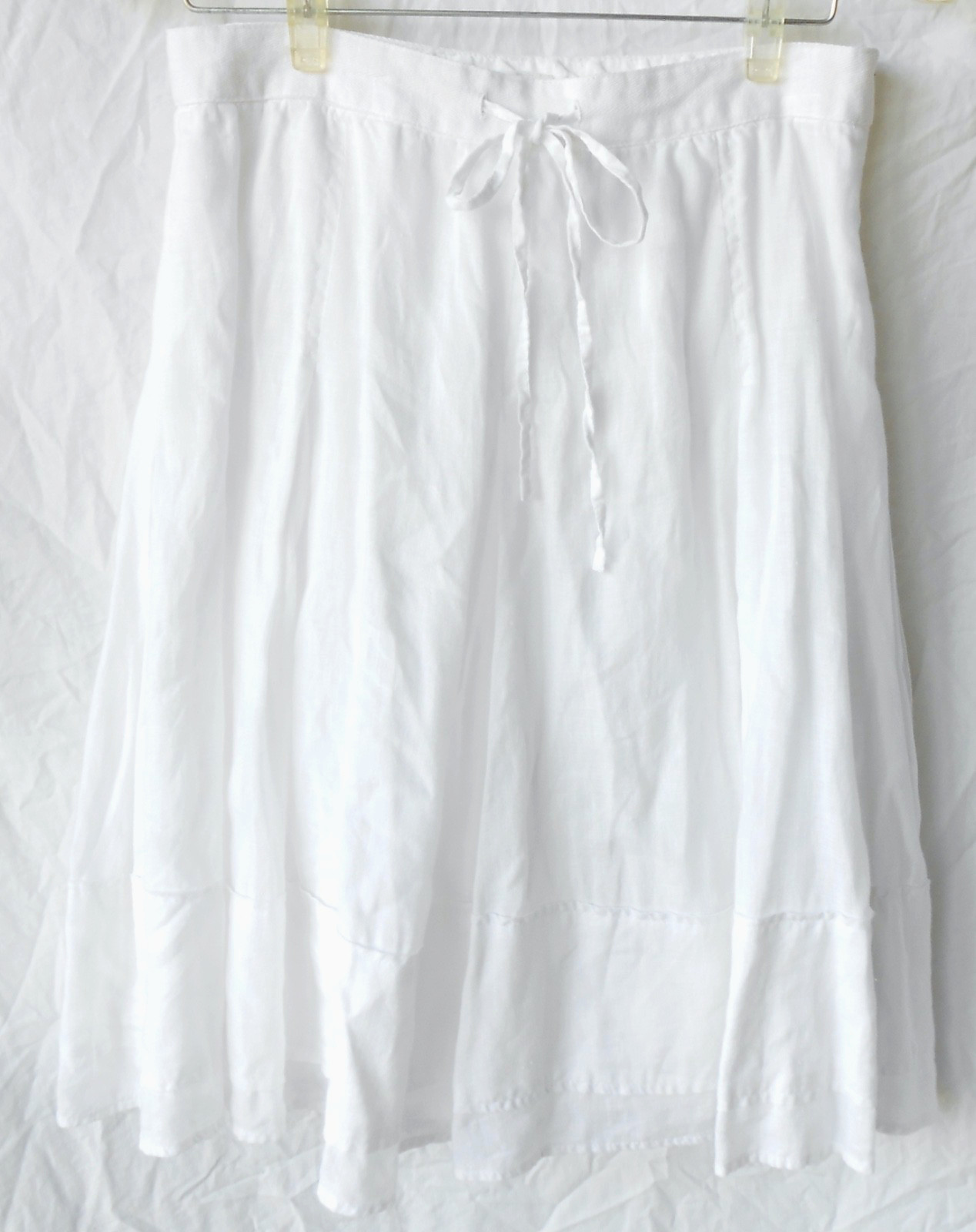 VTG Banana Republic 100% Linen Skirt Cotton Lined Fit & Flare White Women’s Sz 6