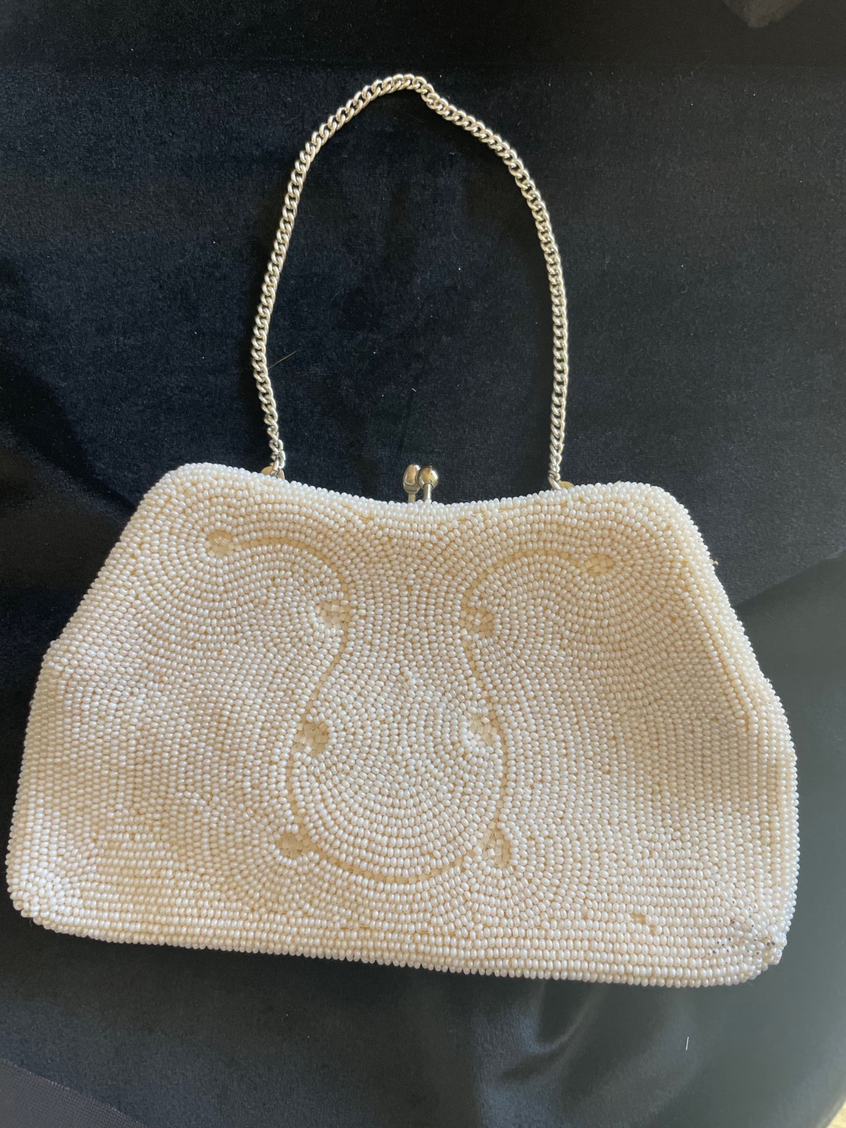 Bridal Original Vintage Emson Beaded Small Bag Purse Hand Made Japan Bridal
