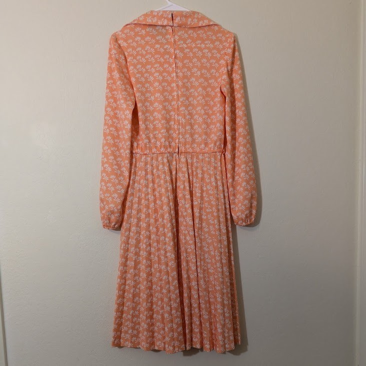 VTG 70/80s Strait Lane Floral Collared Dress Long Sleeve Pleated Skirt Medium