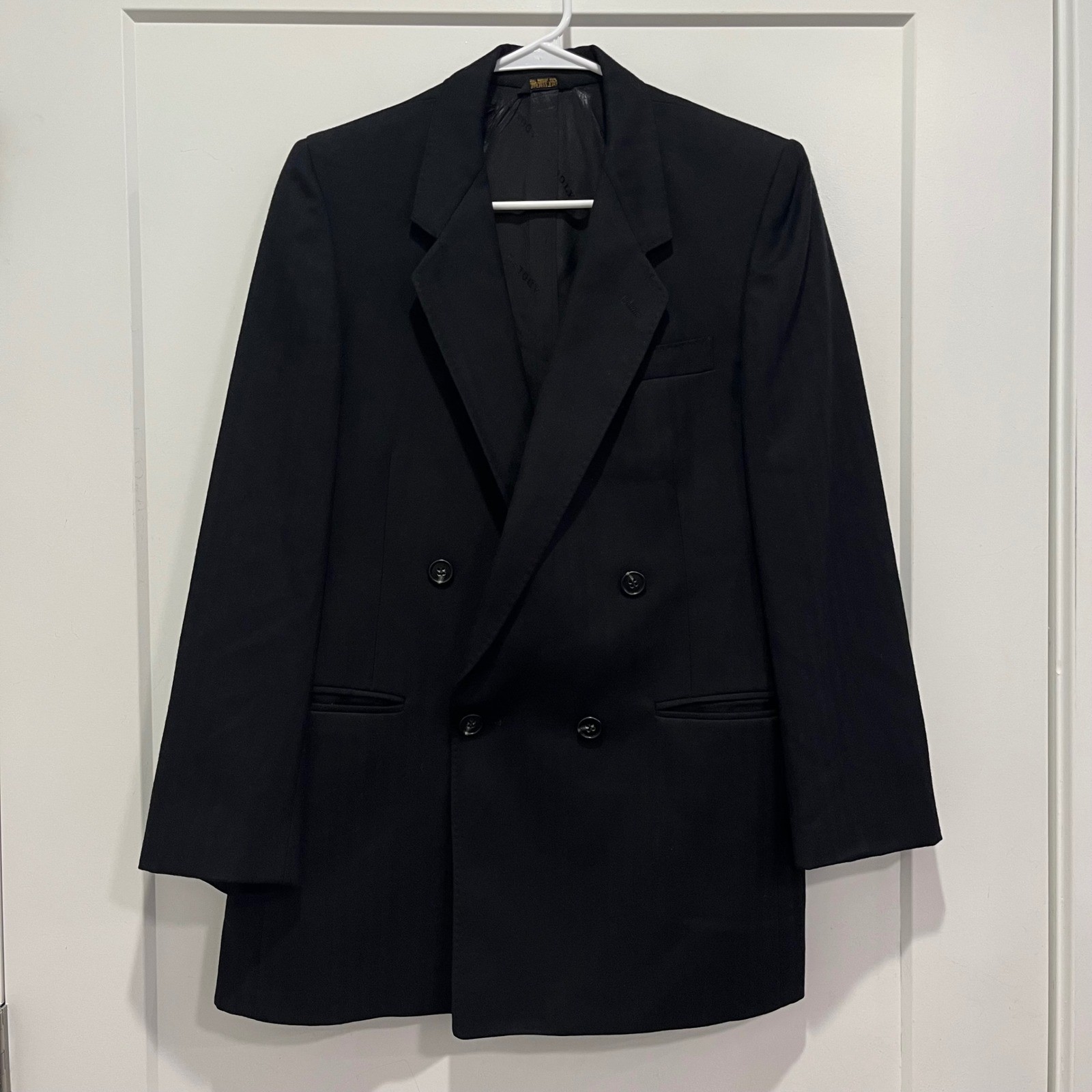 Adolfo for Syd Jerome Chicago Vintage Double Breasted Black Wool Blazer Jacket