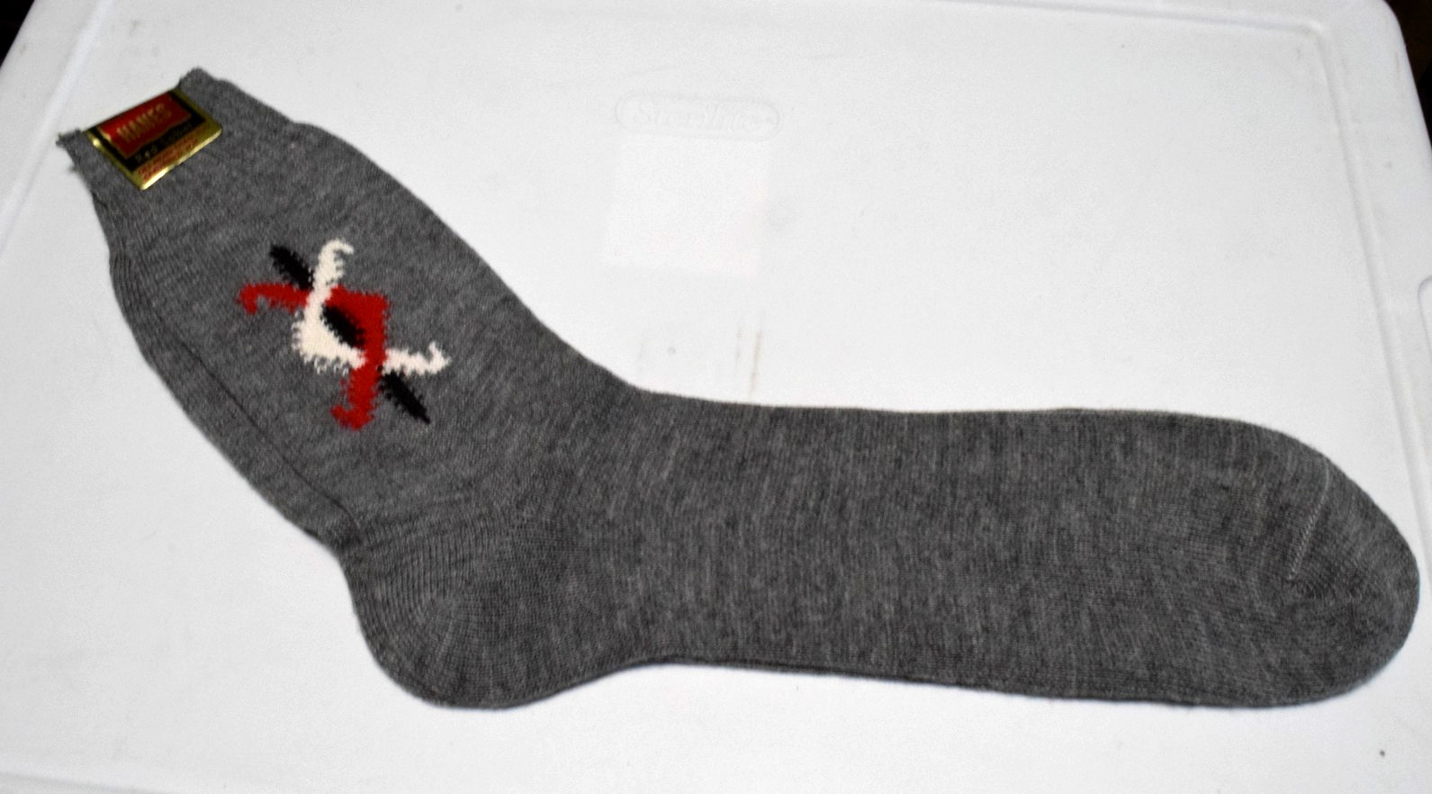 Argyle Socks VTG Hanes Red Label 60s Gray Red White Black Pole Argyle 11 x 9 NWT