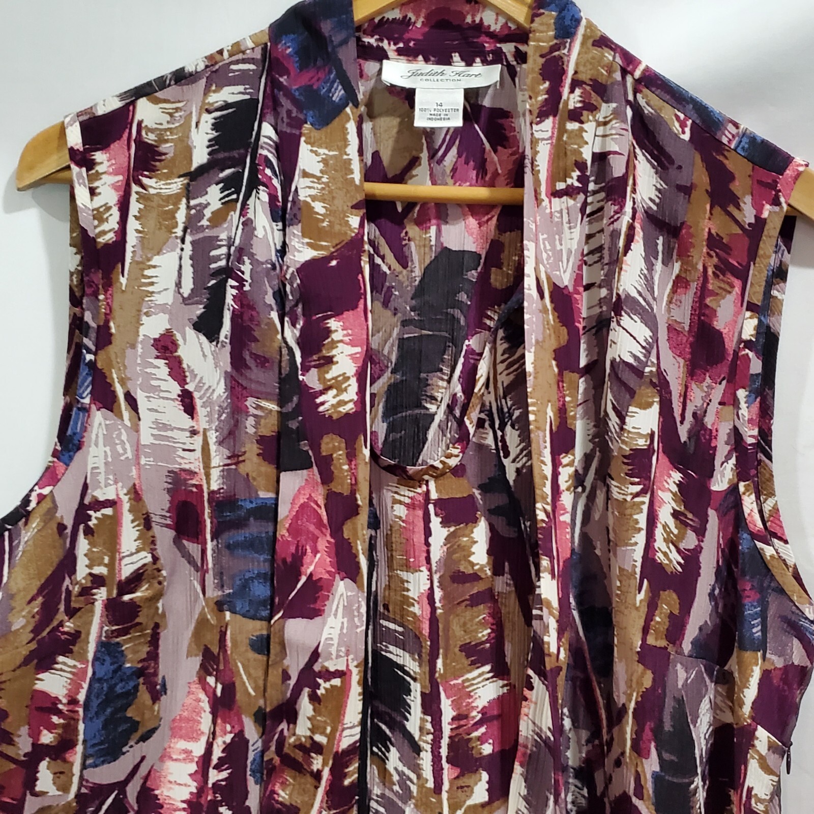 NWT Vintage Y2K Judith Hart Moulin Rouge Purple Plum Sleeveless Blouse Large