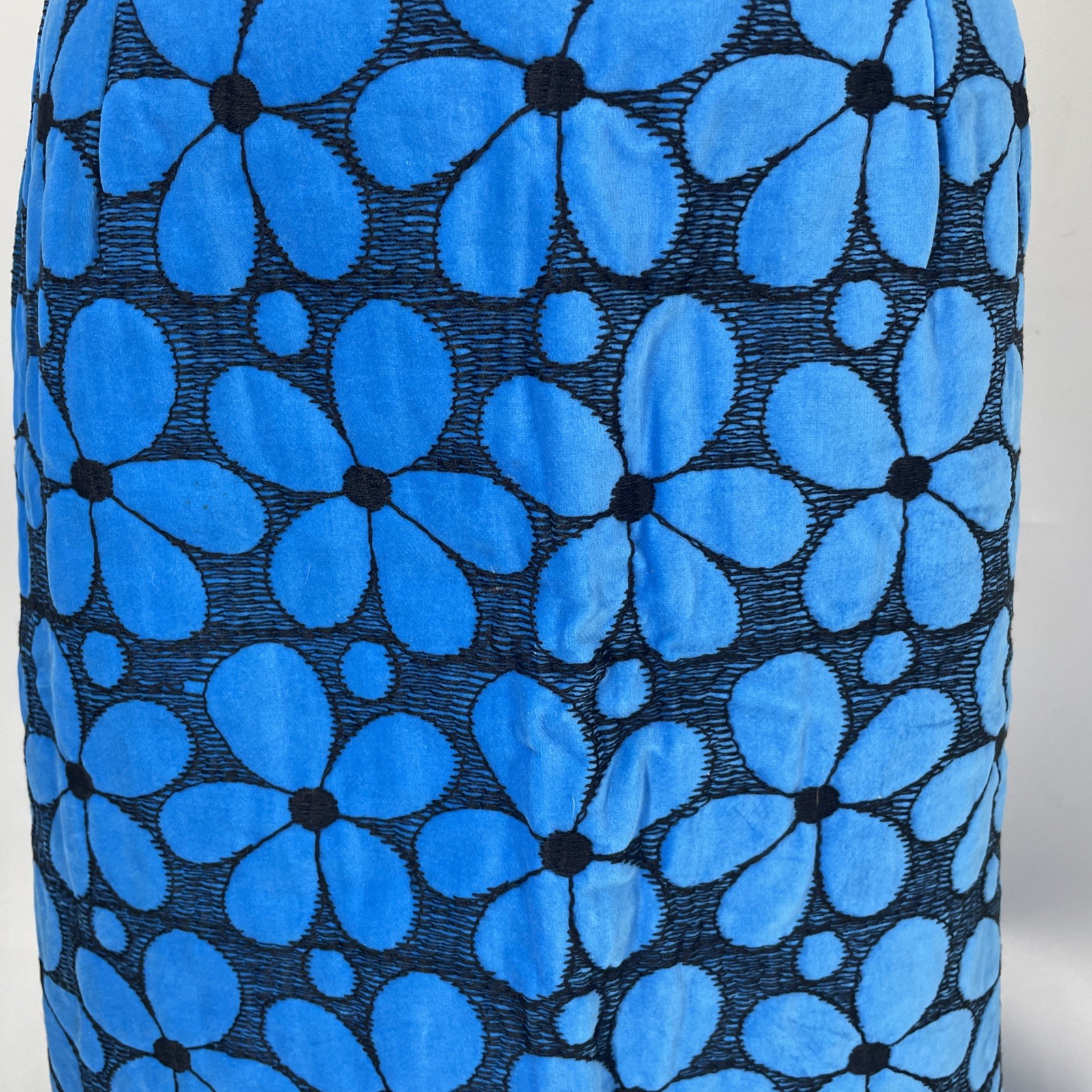 Vintage Blue Flower Skirt Maxi 1960S Flower Power Textured OOAK Hostess Party￼￼