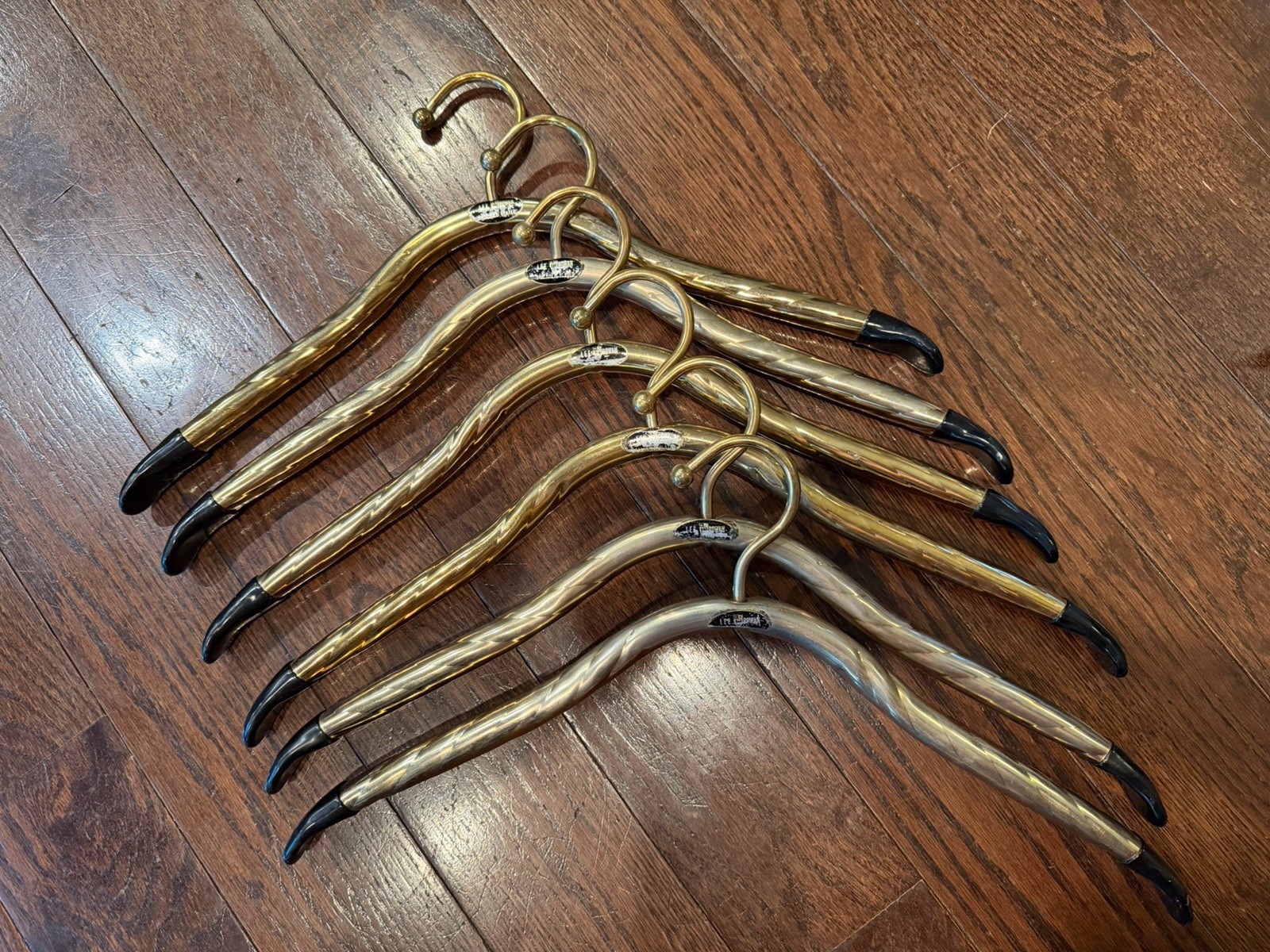 Rare Six 6 Lee Rowan 24 Ct Gold Plated 50s 60s MCM Tube Clothes Coat Hangers