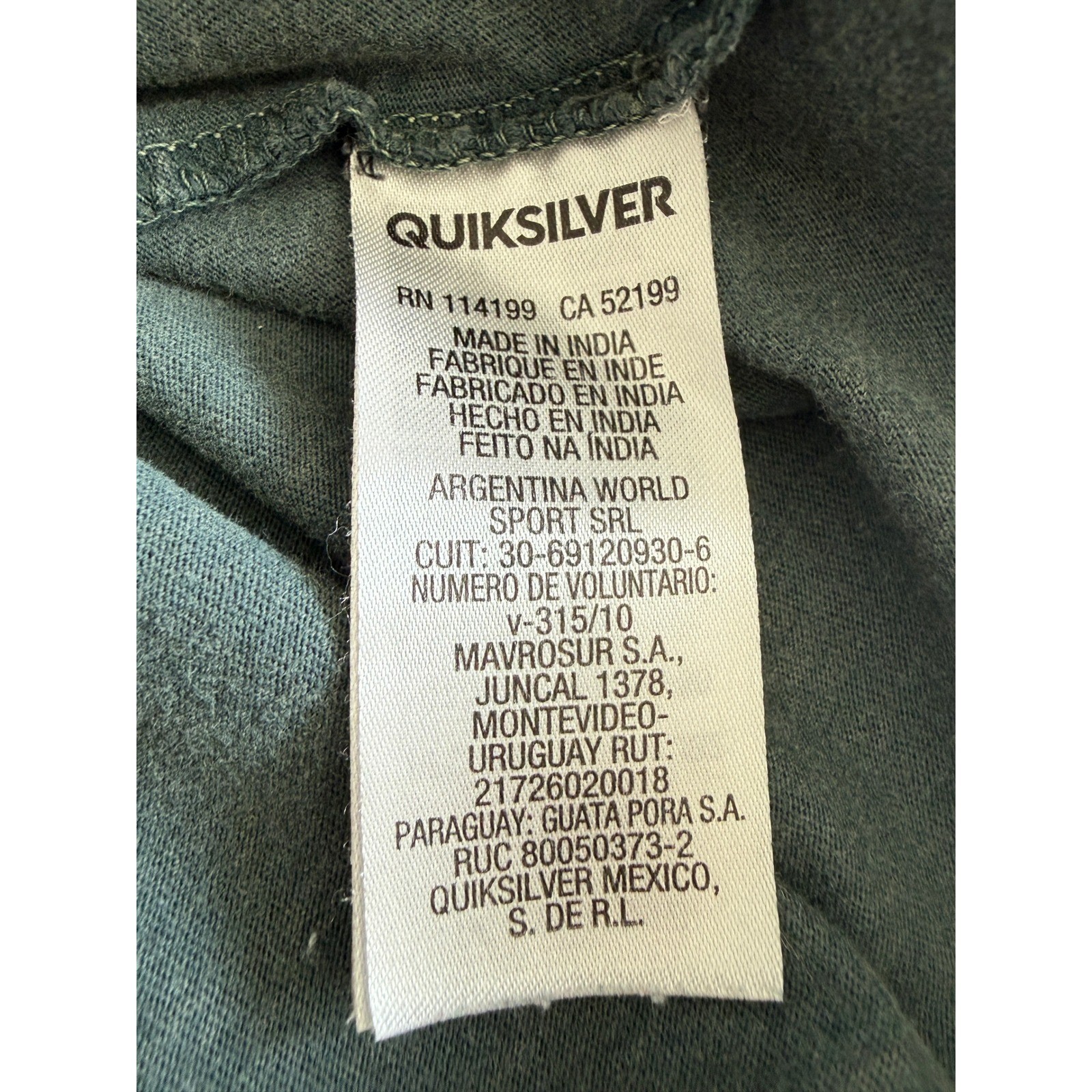 Quiksilver 2016 100% Cotton Vintage Surf Beach Tee Dark Heathered Gray Size S