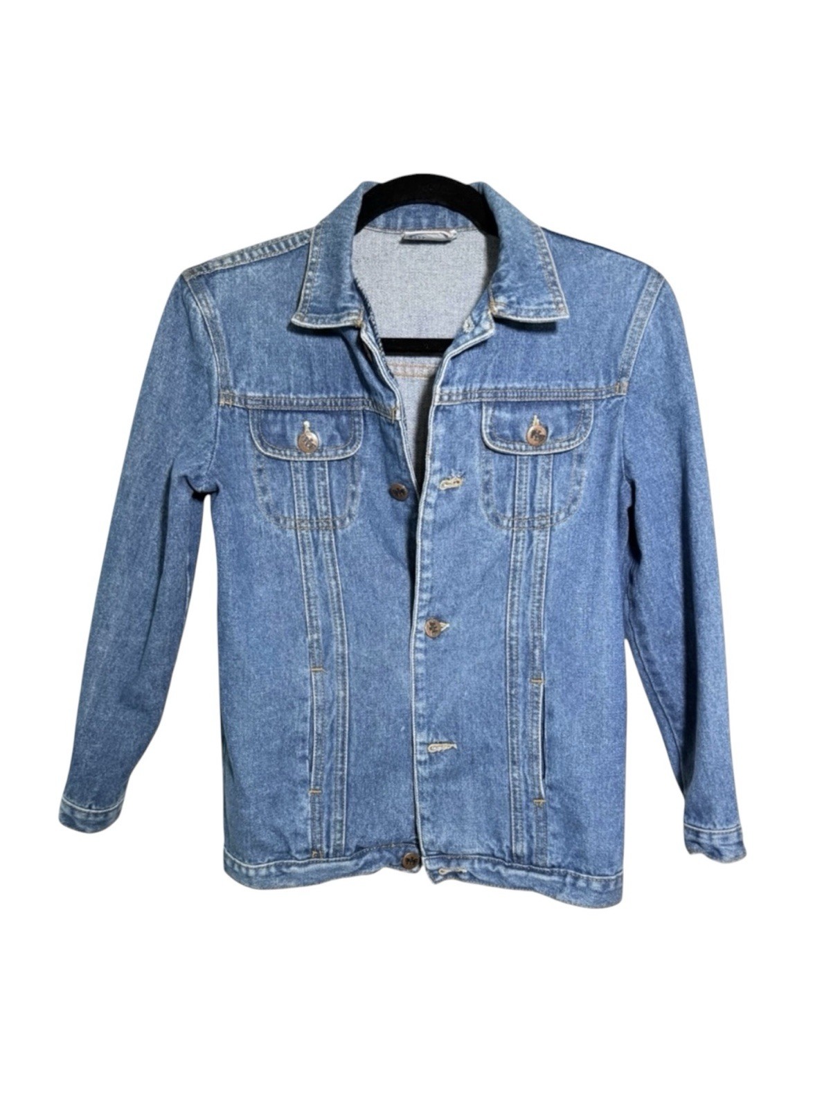 Vintage Scirocco Denim Jacket XXS 90s Fitted Cropped Blue Jean 100% Cotton