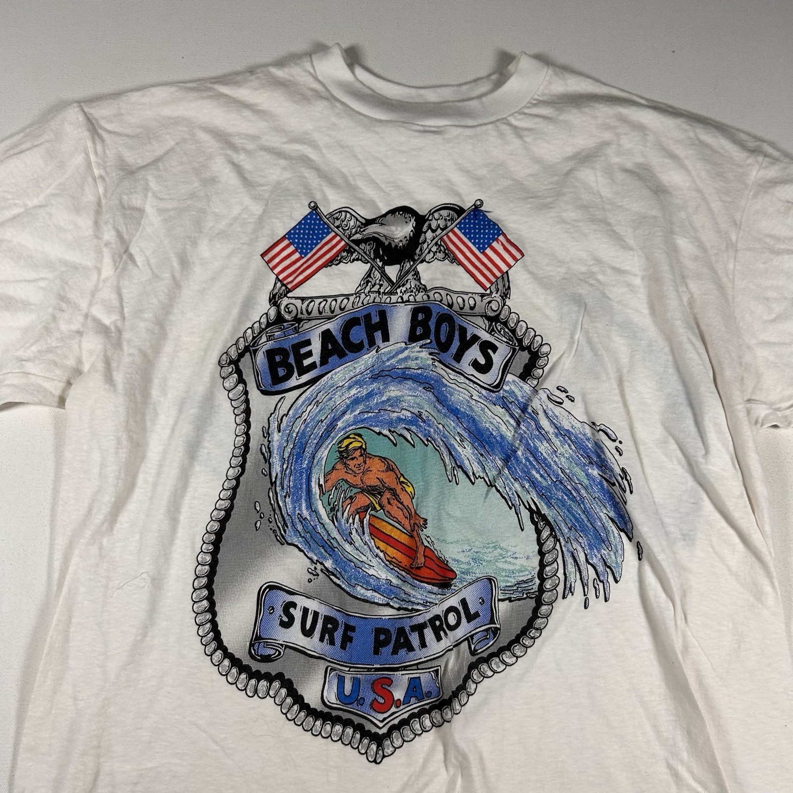 Vintage 80s Beach Boys Surf Patrol“Catch A Wave” Concert Shirt Mens L Original