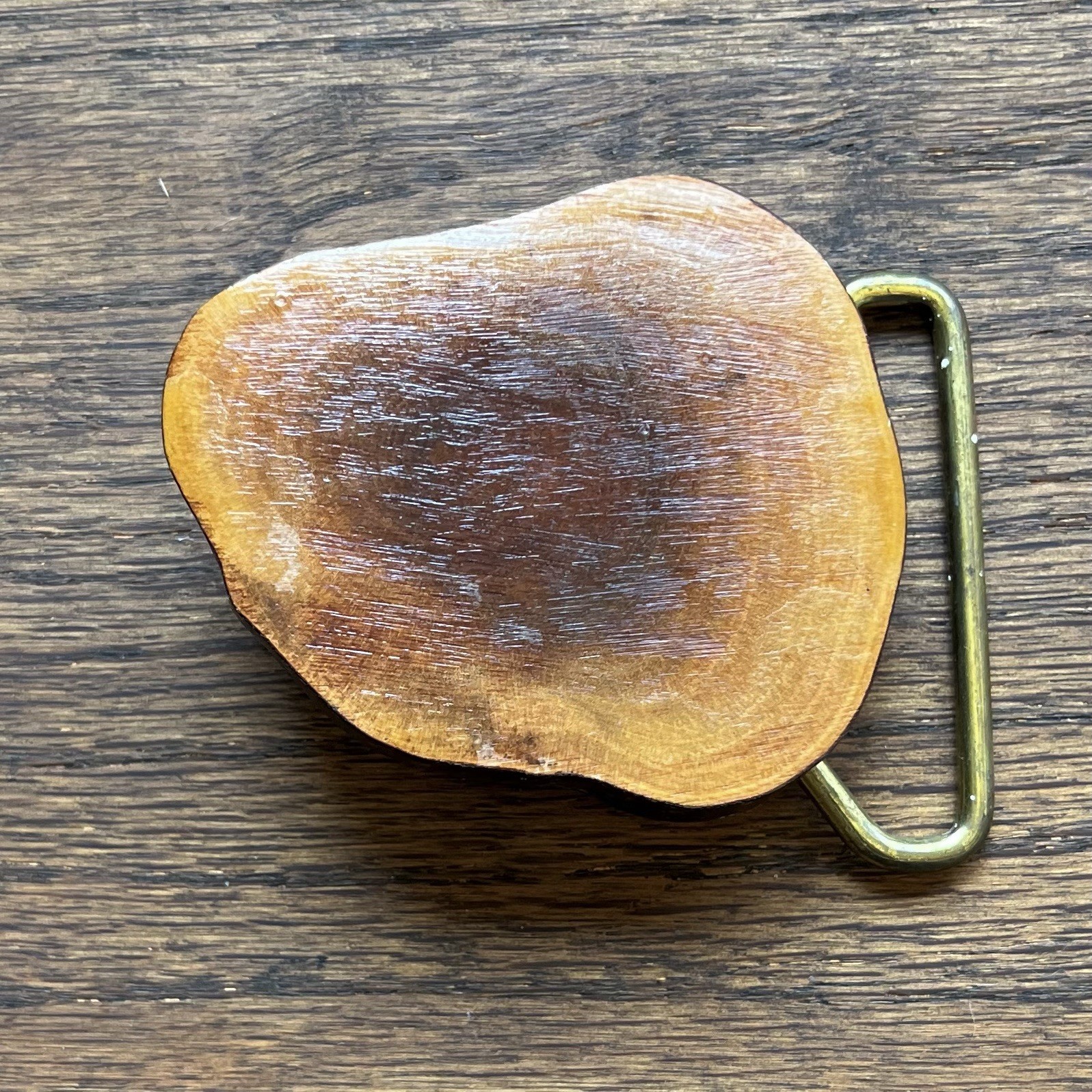 Vintage Belt Buckle Manzanita Wood Trinity Buckle Co. 1970s Retro Collectible