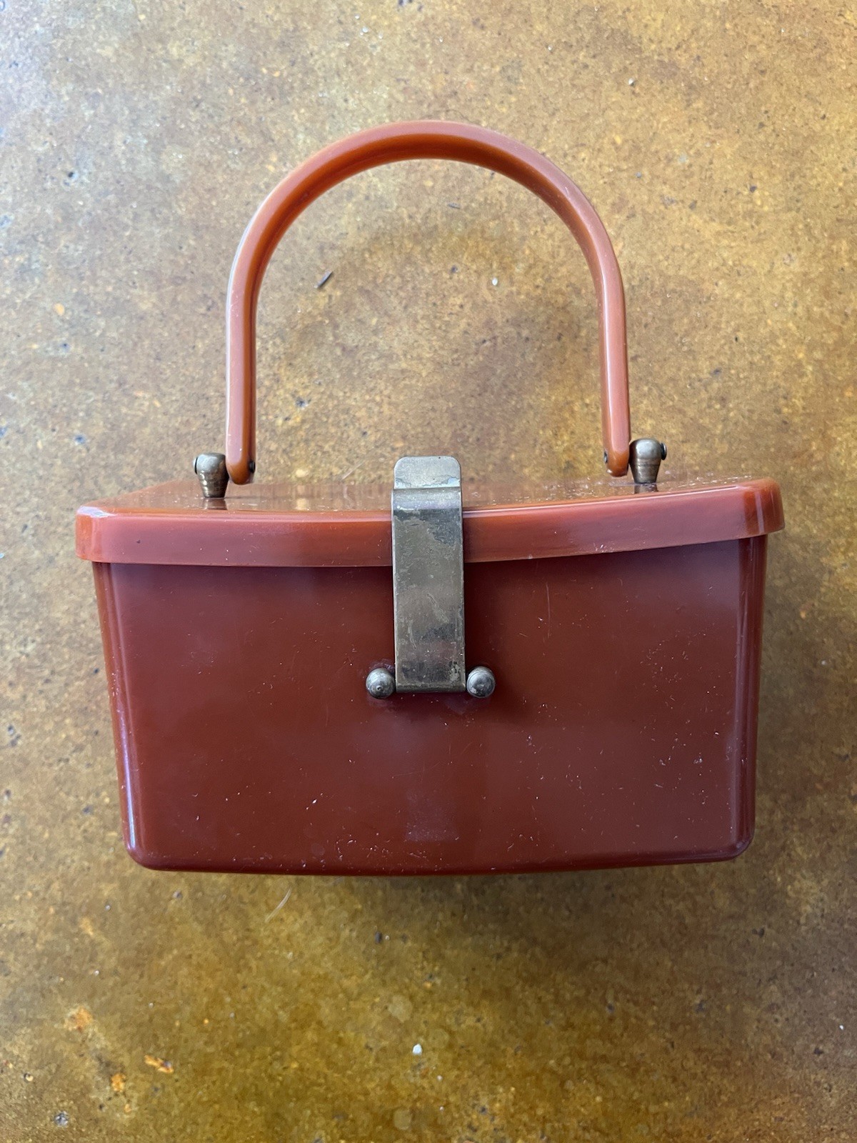 Vintage Amber-brown Lucite Box Handbag