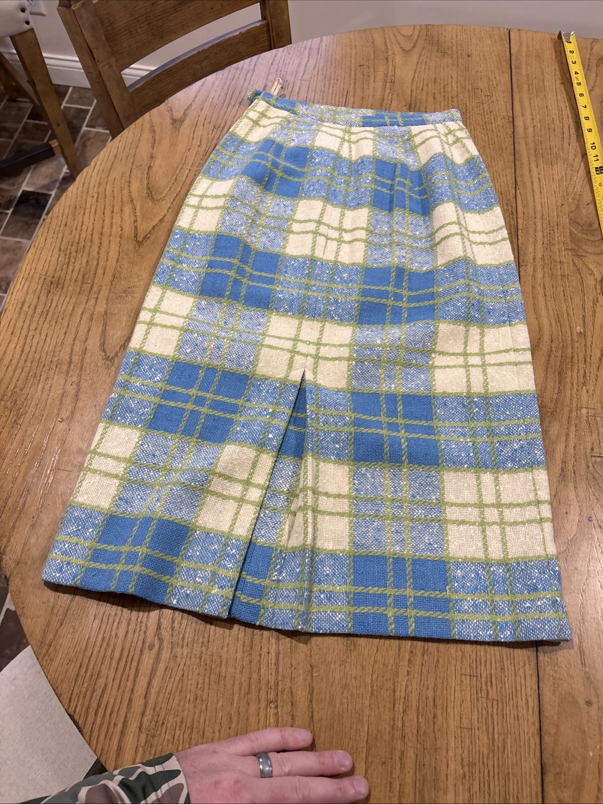 1960s Bobbie Brooks Wool Plaid Skirt Blue/green Retro Sz 7- 23 Waist 34 Hip 27 L
