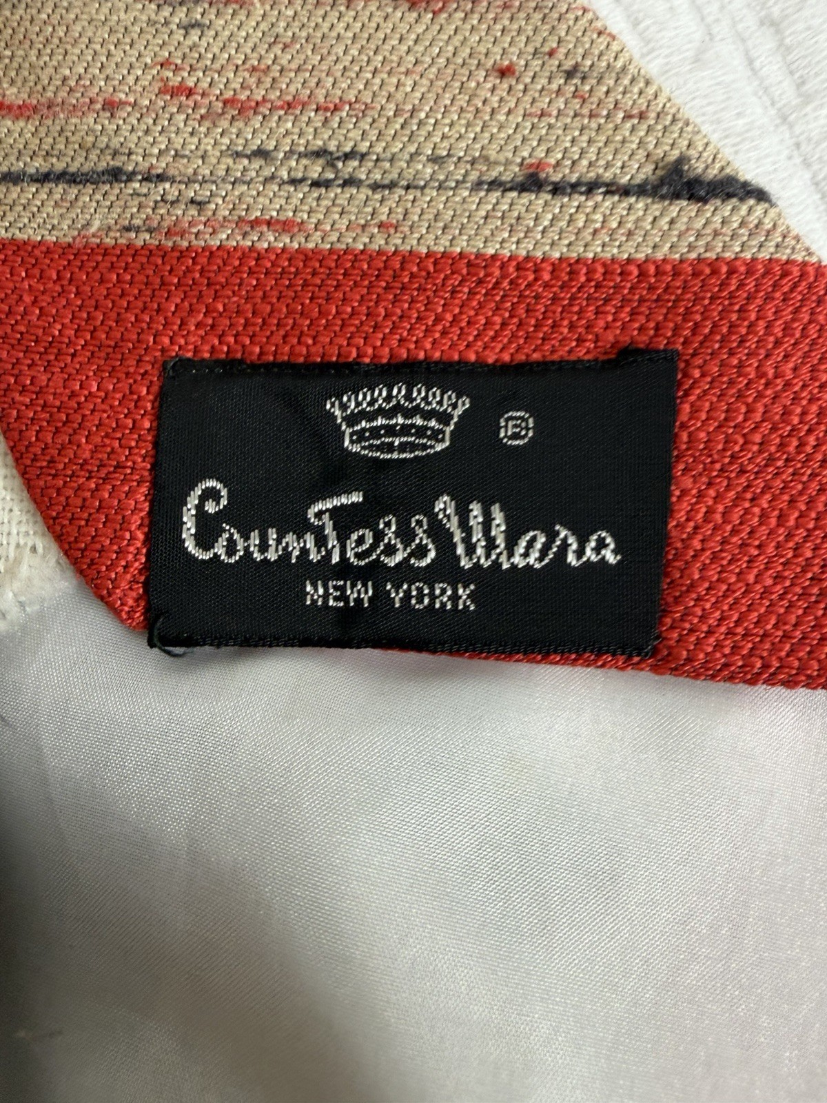 Neck Tie Vintage Countess Mara 60s Striped Red Navy combo CM Logo