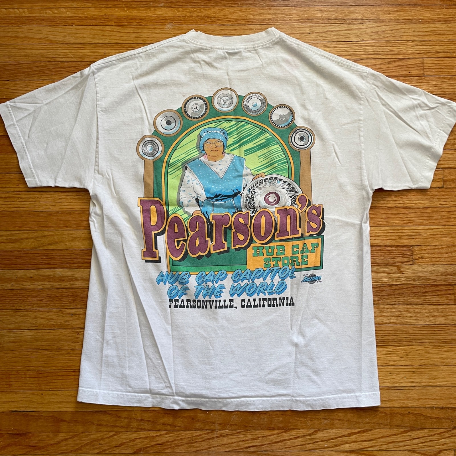 Mens Vintage White T-Shirt Size XL California Car Shop Low Riders Rims USA