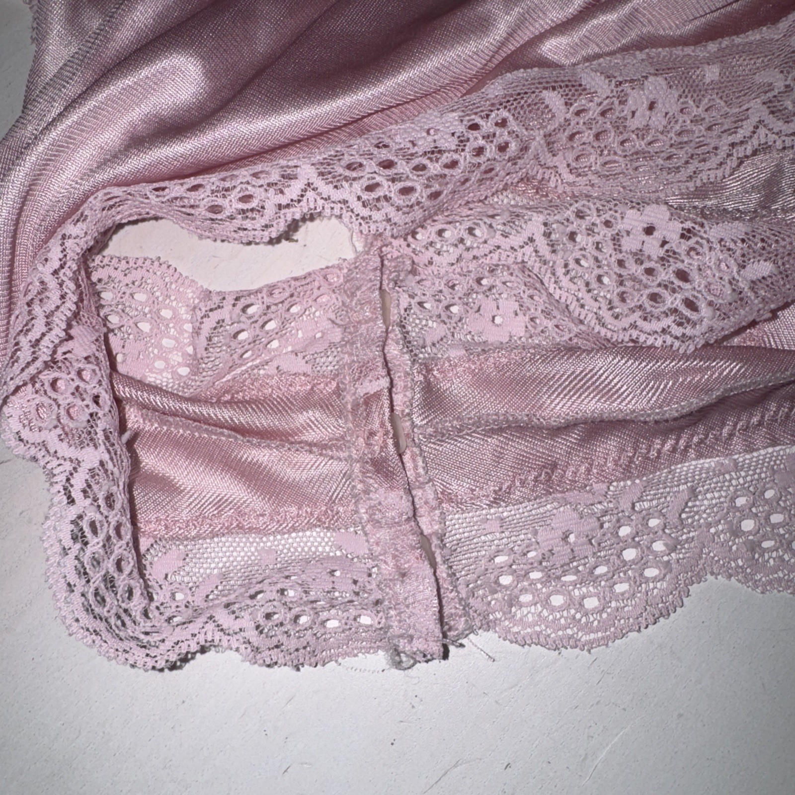 Vintage Warner’s Lacies Pink Satin Lace Teddy Bodysuit Size Medium USA Made