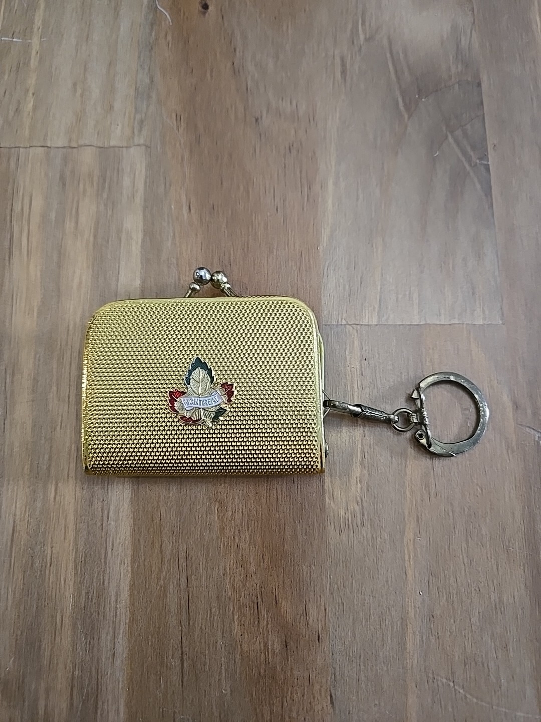 Vintage 1980s Montreal Canada Coin Purse With Key Loop Keychain Snap Shut