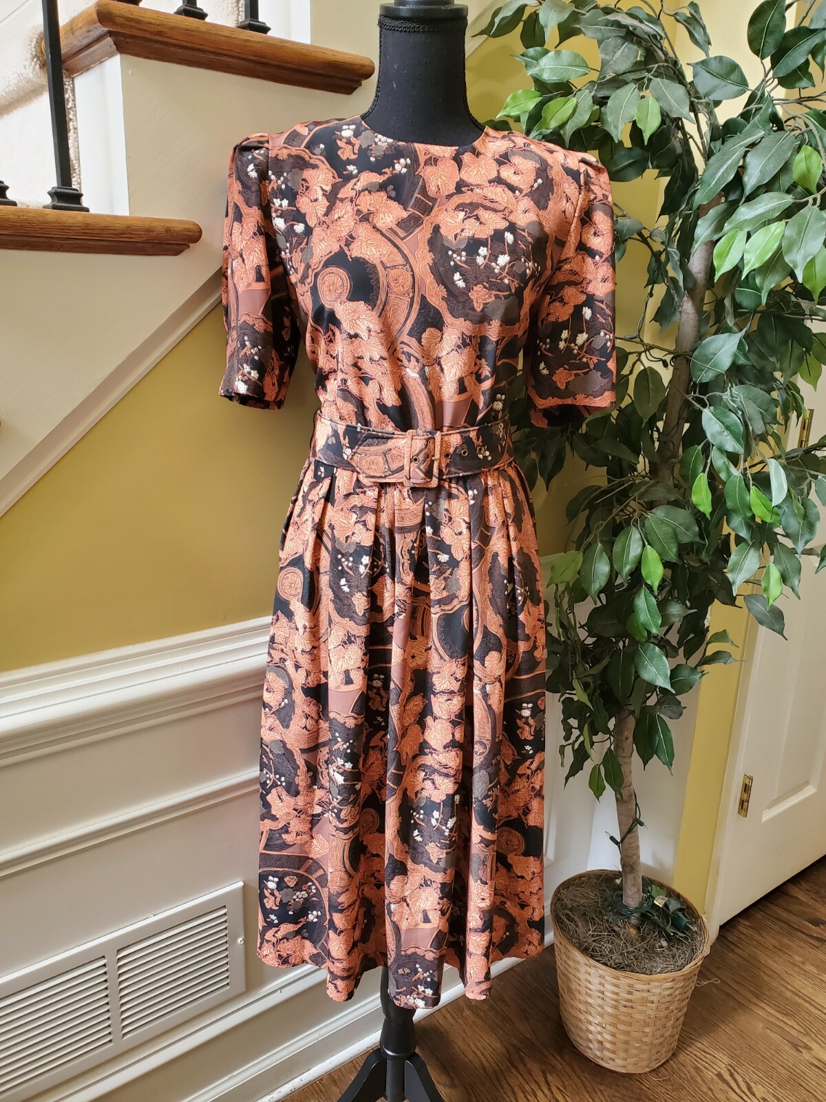 Pellini by Von Bramlett Dress Belted 7/8 Midi Vintage 1980’s