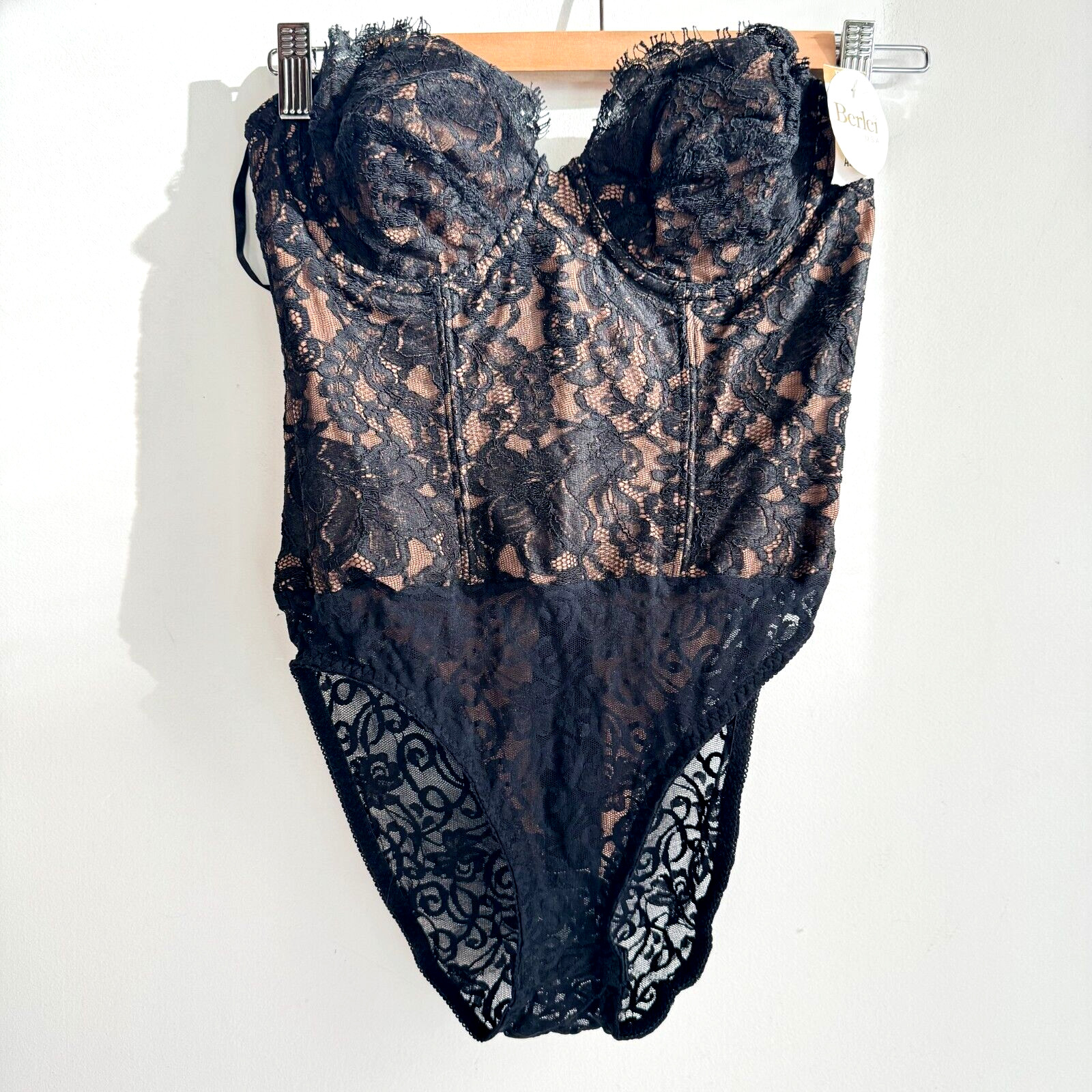 Vintage Berlei USA Black Lace Teddy Bodysuit 34/S