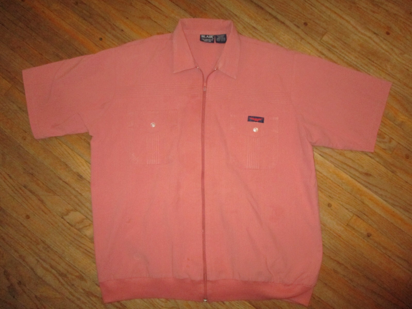 vtg 70s 80s BLAIR MENSWEAR SHIRT Banded Waist Full Zip Zipper Front