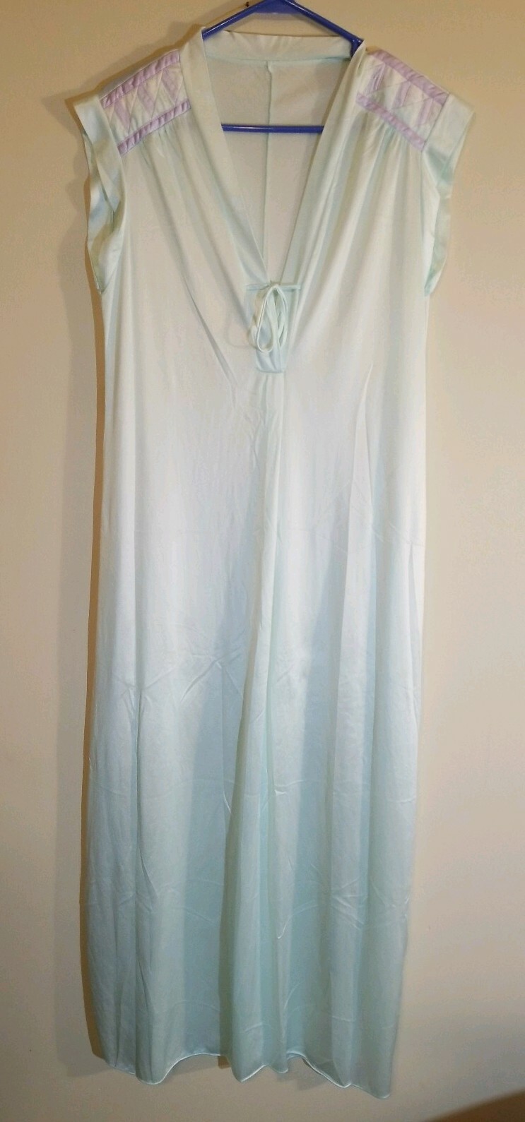Vtg Tom Bezduda For Barad Pastel Green Long Nightgown Nylon Lace Sz M Sleeveless