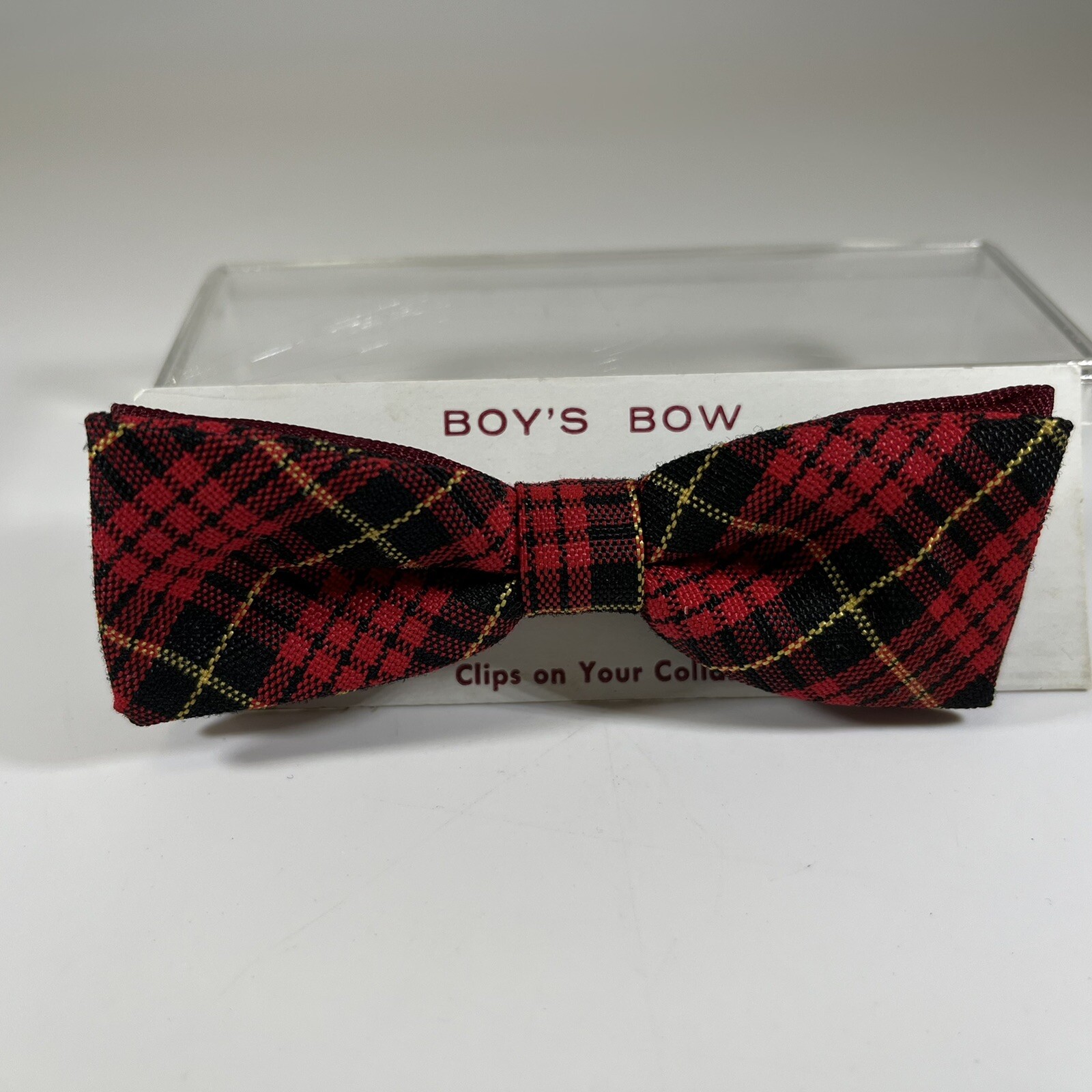 Vintage Ormond NYC Boys Bowtie Red Black Yellow Plaid In Original Box