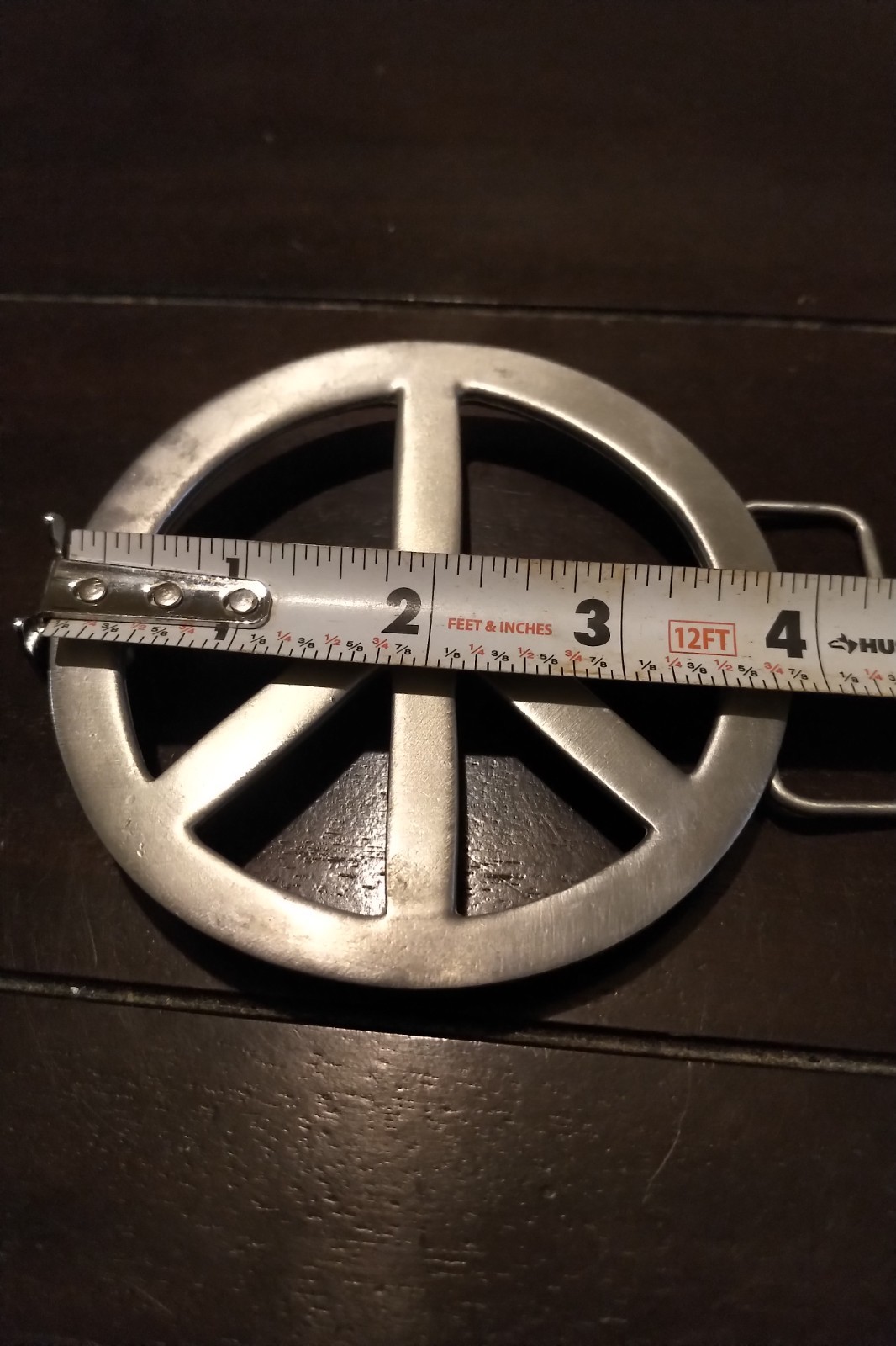 Peace sign belt buckle heavy