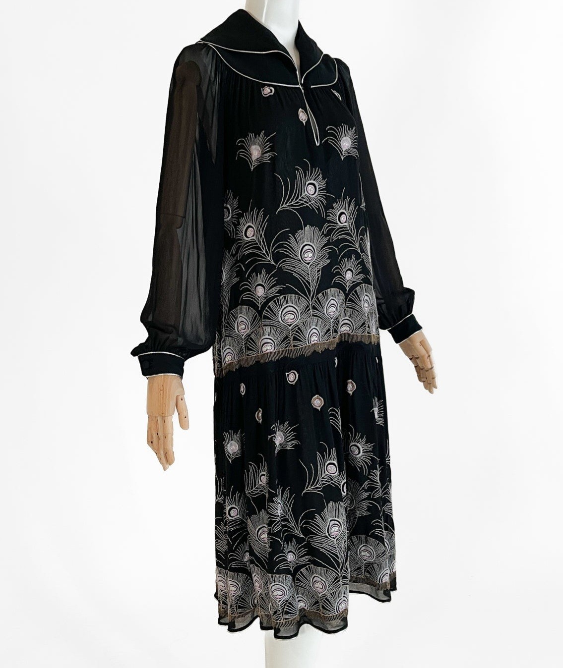 JANICE WAINRIGHT VINTAGE EMBROIDERED VISCOSE MIDI DRESS SIZE S/ M