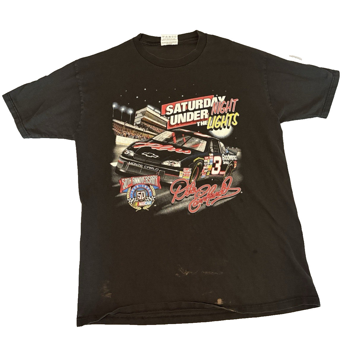 Dale Earnhardt #3 NASCAR Saturday Night Under the Lights Vintage Tee Mens Large