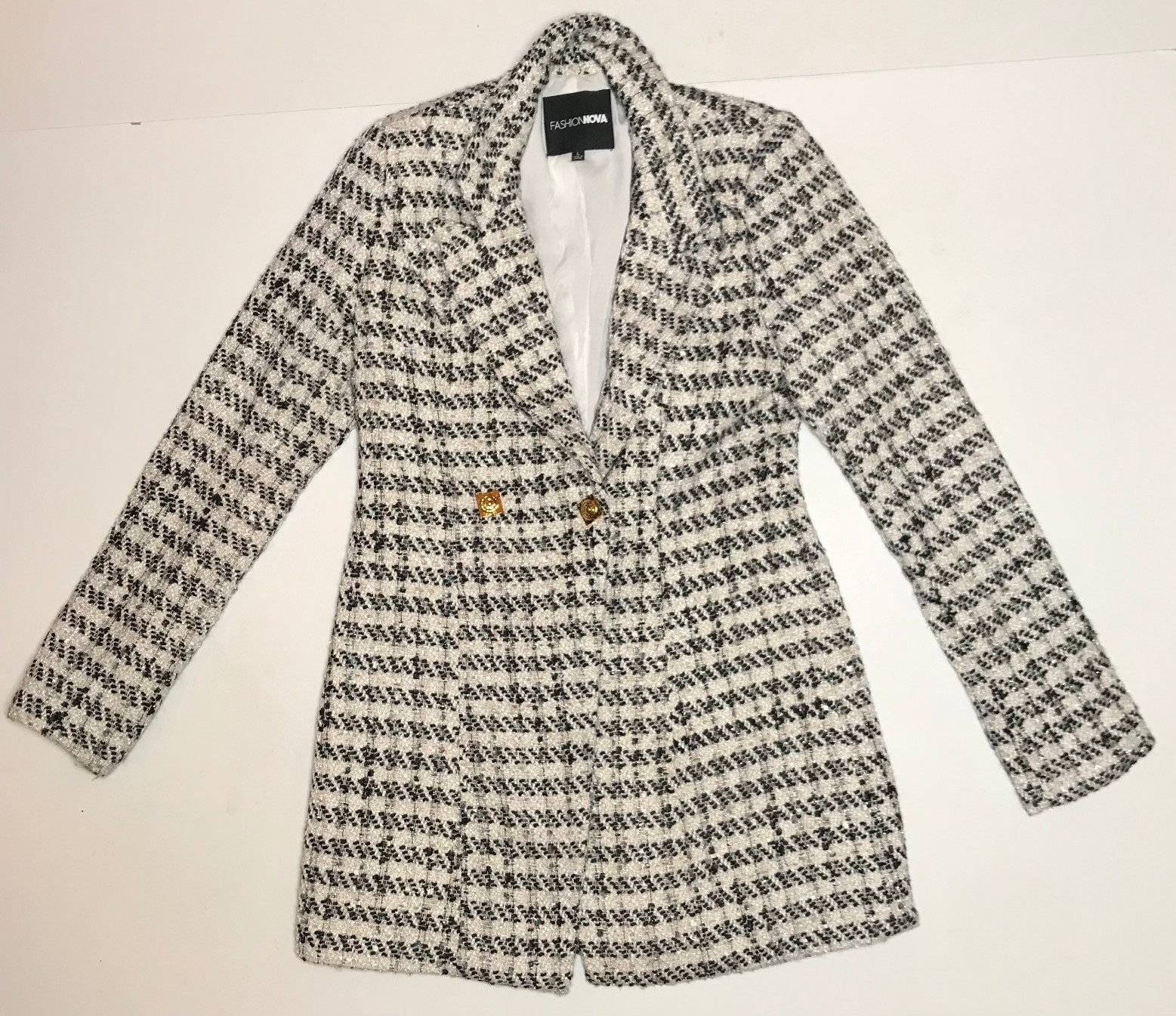 Fashion Nova Black & White Jacket Size Large