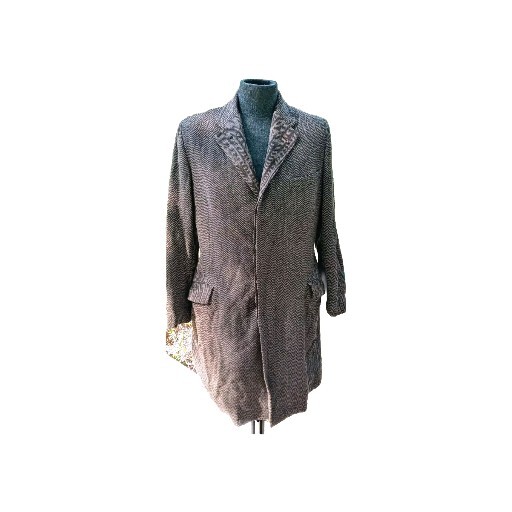 WHITEHOUSE & HARDY New York Sz 44/L Custom Mens Wool Herringbone Overcoat Vtg