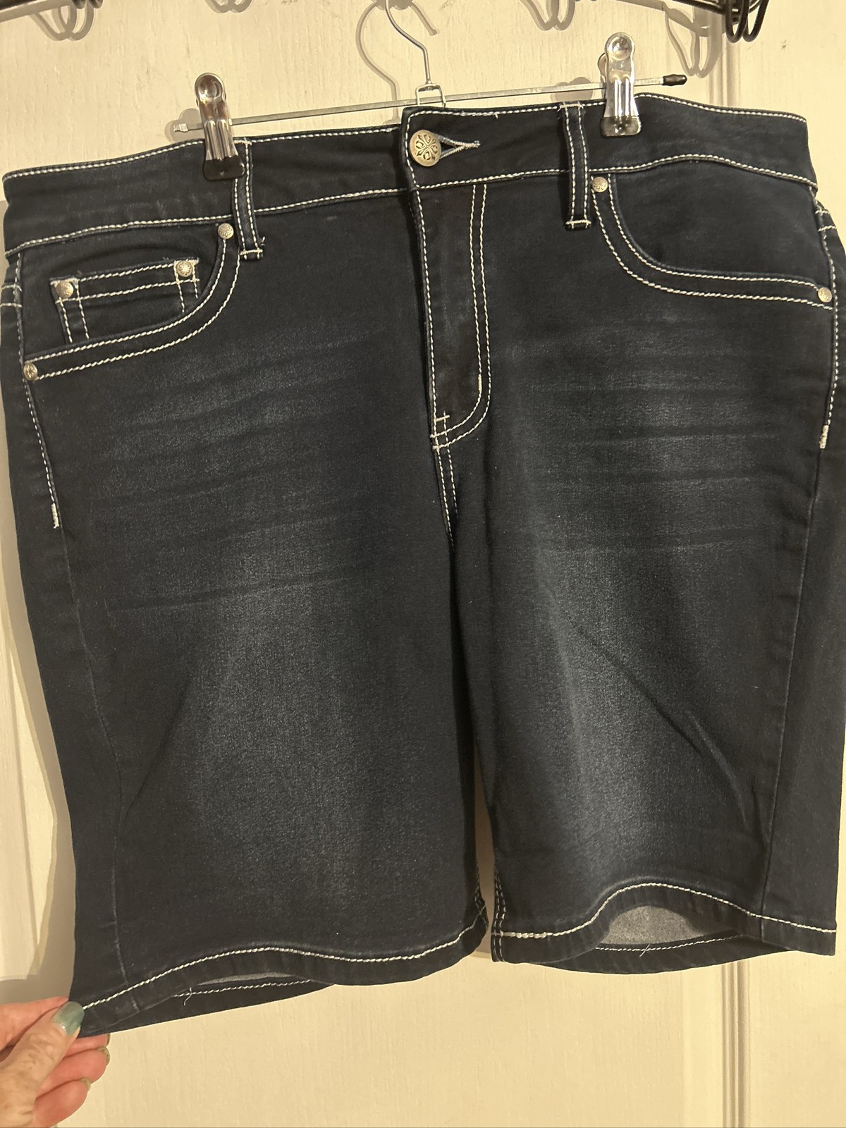 Indigo Womens Jeans Size 12 Dark Wash Stretch Embellished Denim