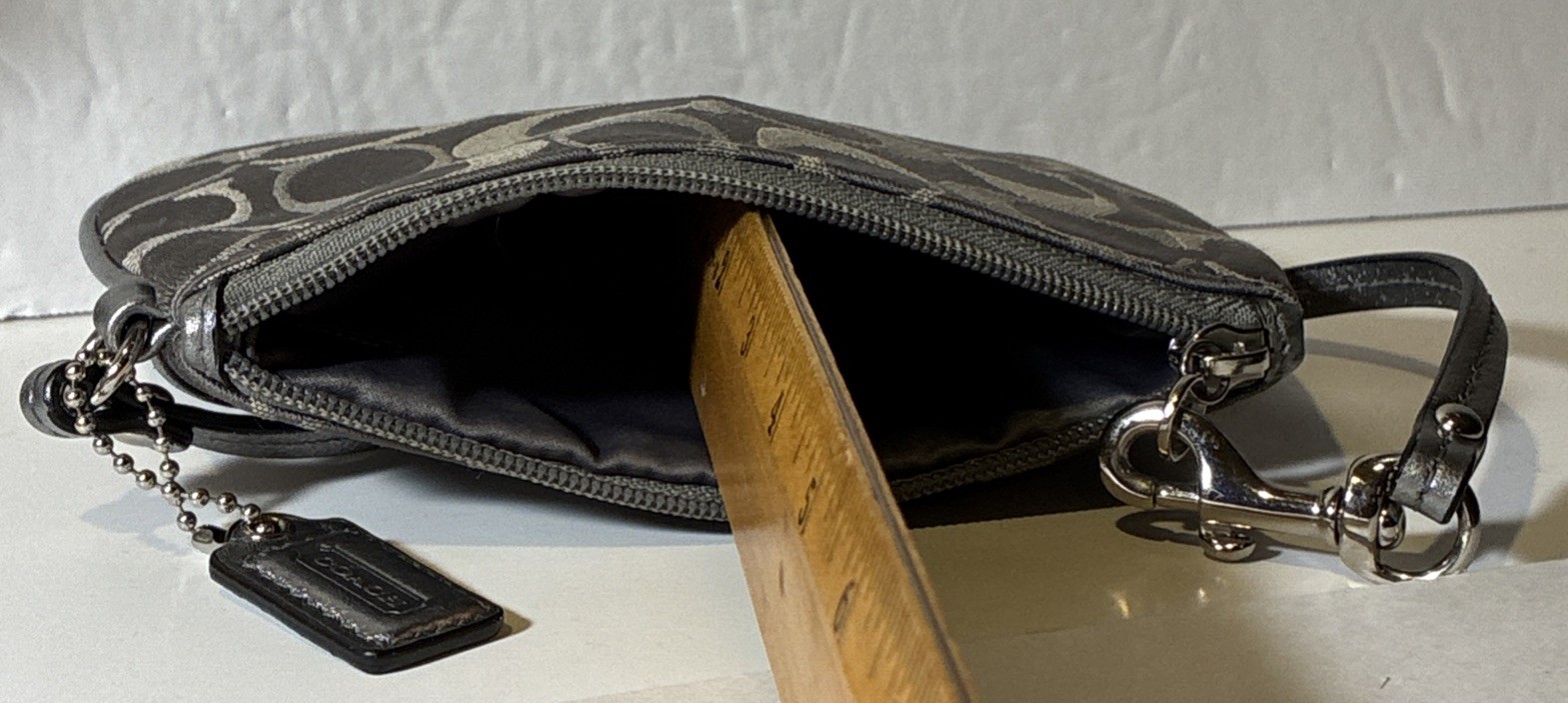 COACH Signature Canvas Wristlet Purse / Wallet Gray 6.25 X 4.25”