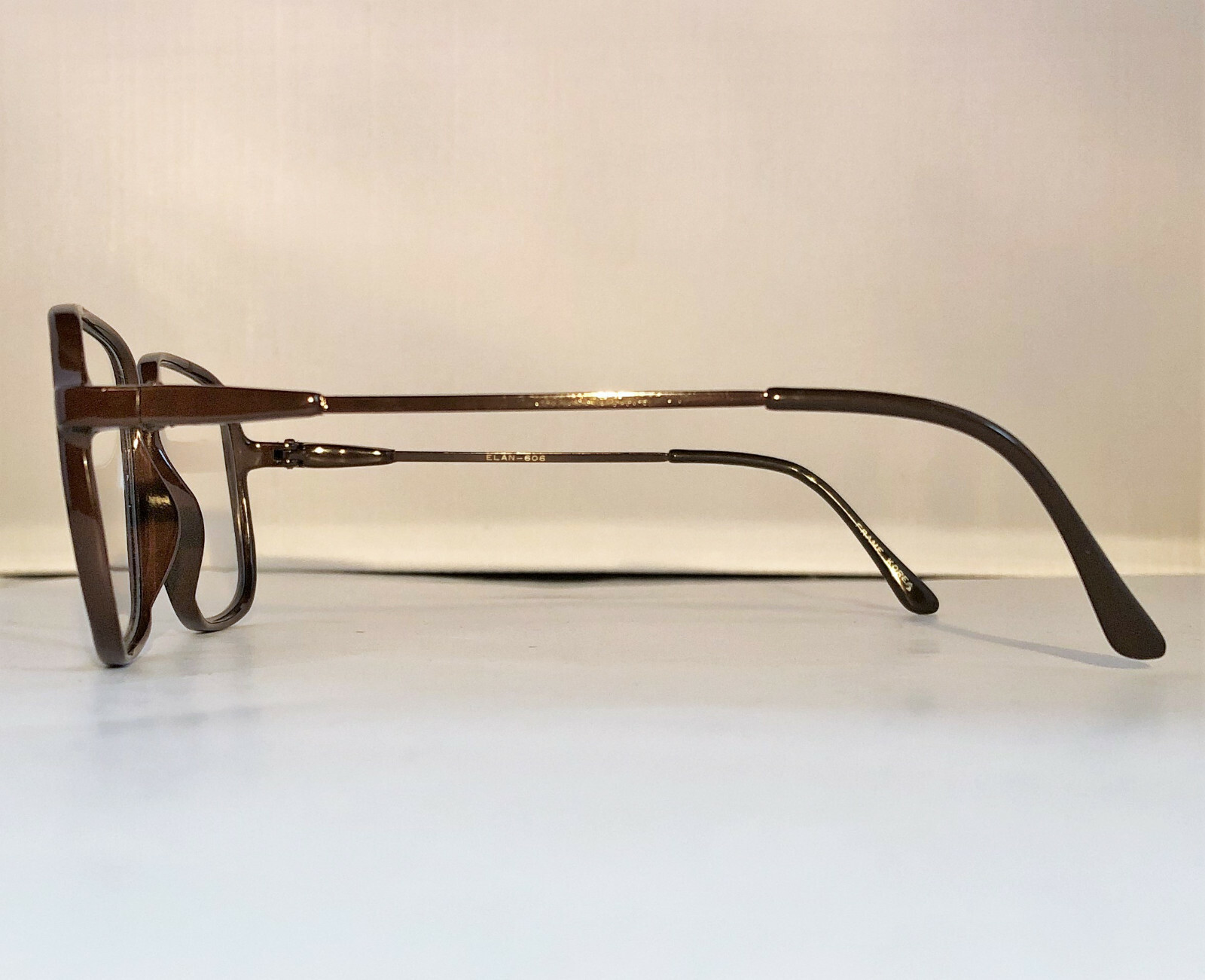 TRUE VINTAGE BELLE QUALITE ELAN AMBER EYEGLASS FRAMES NOS KOREA 56mm & 58mm