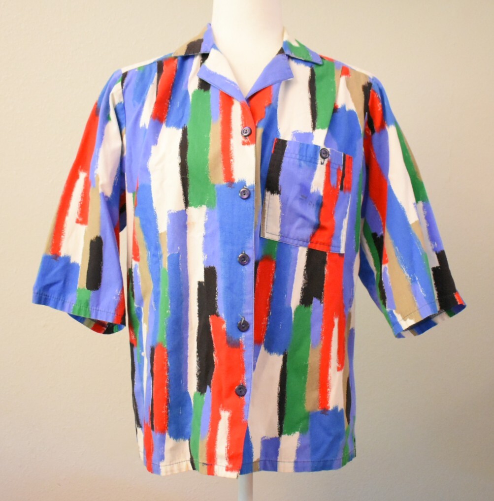 Vintage 90s Tumbleweeds Button-down shirt Abstract Colorful Medium