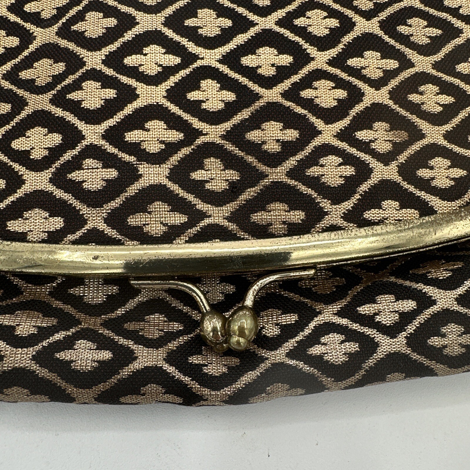 Vintage Torii Japanese Fold-over Clutch Black And Gold Brocade Mid Century Chic