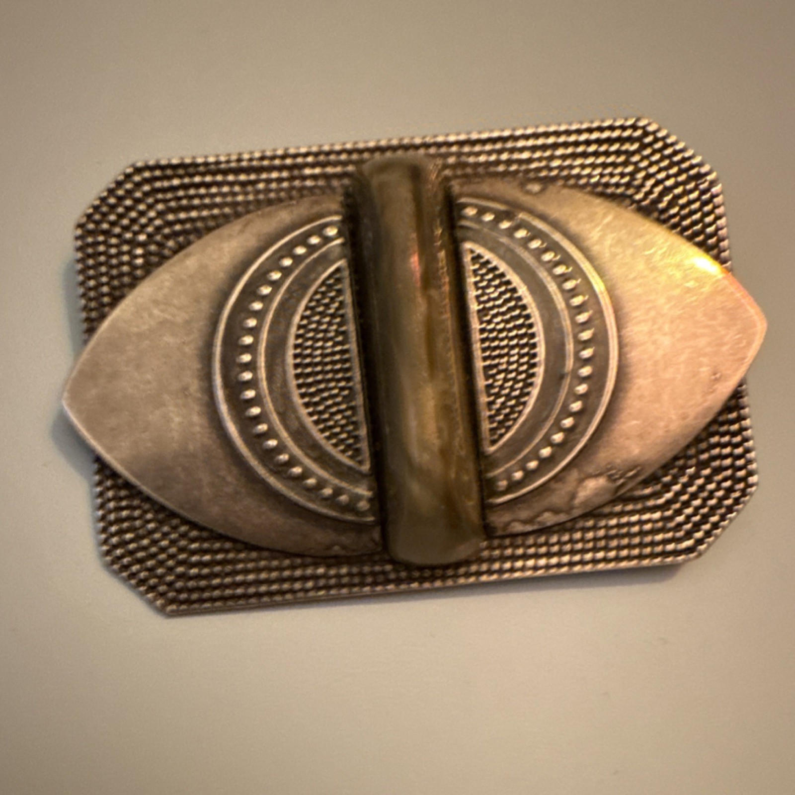 Vintage .925 Sterling Geometric Rectangular pin Silver Bronze Vintage