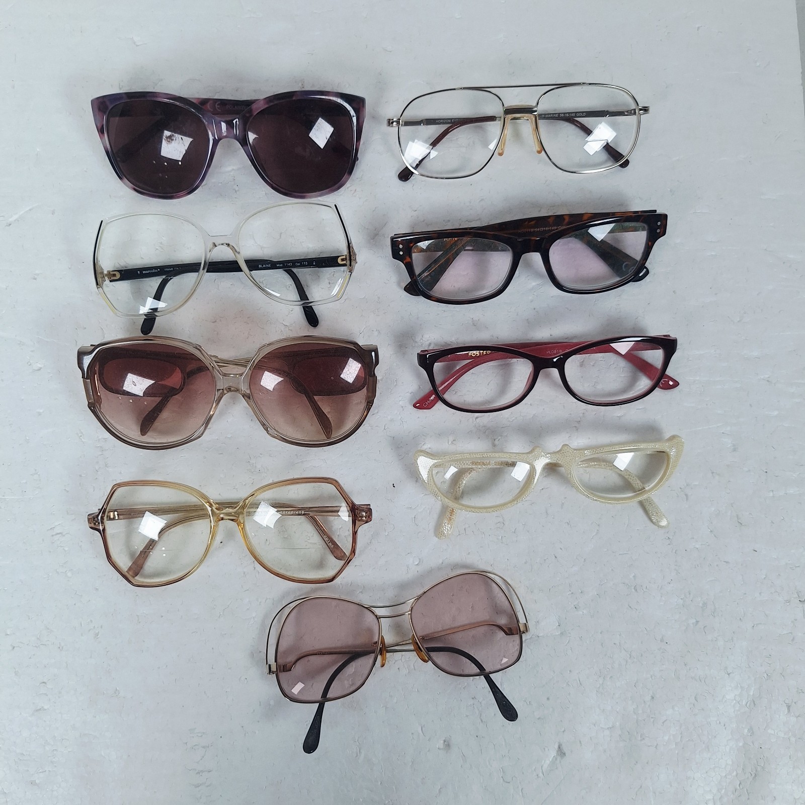 Lot of 9 Vintage Women Eyeglass Frames Tura Marcolin Foster Grant Da Vinci Roma