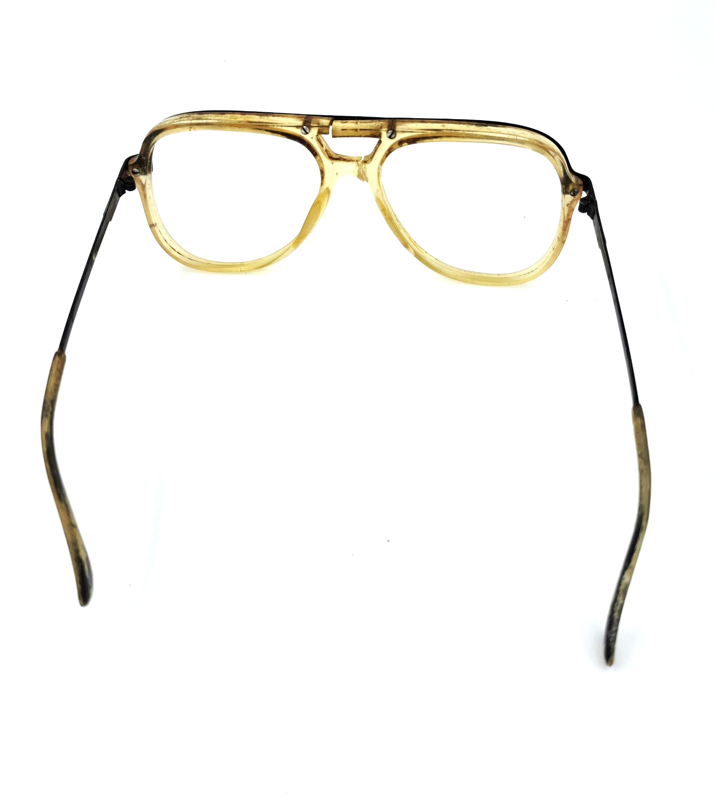 Vintage AO Aviator Pilot Retro Safety Eyeglasses Frames USA Amber 145 (Lot#202)