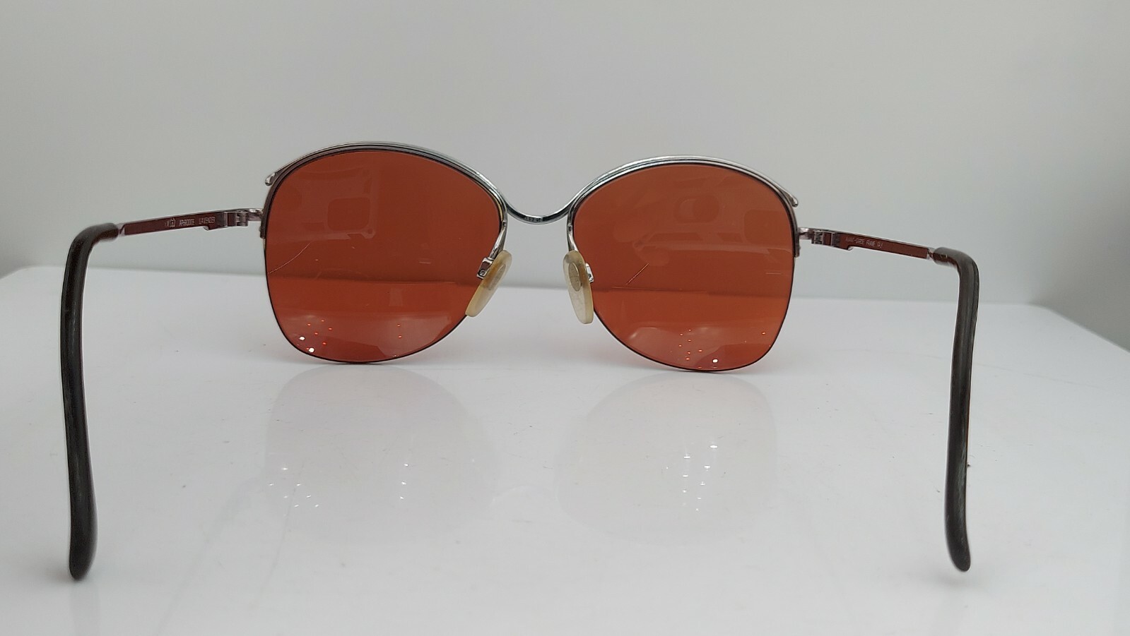 Vintage Luxottica Aphrodite Silver Metal Oval Half-Rim Sunglasses FRAMES ONLY