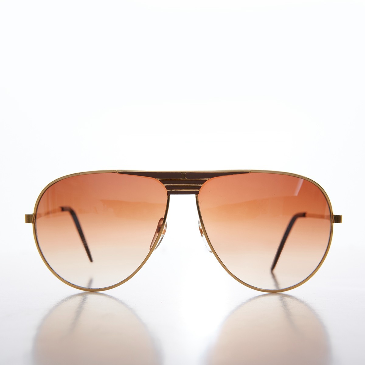 Gold 80s Metal Teardrop Aviator Sunglasses Black Accent Brown Lens – Oden